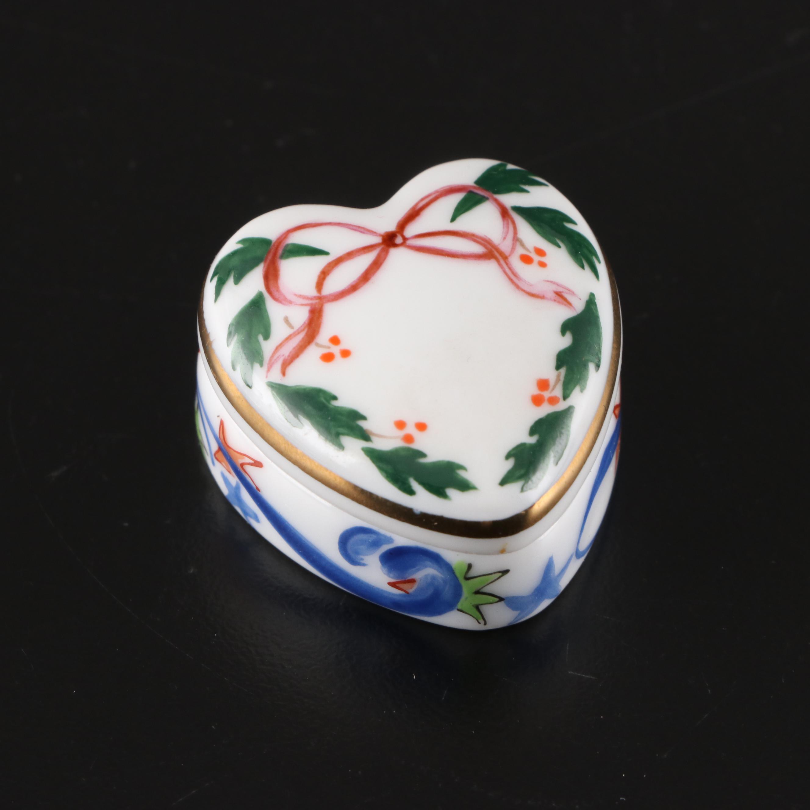 Stylebuilt Figural Soap Dish, Limoges Jar, and Glass Perfume Bottles