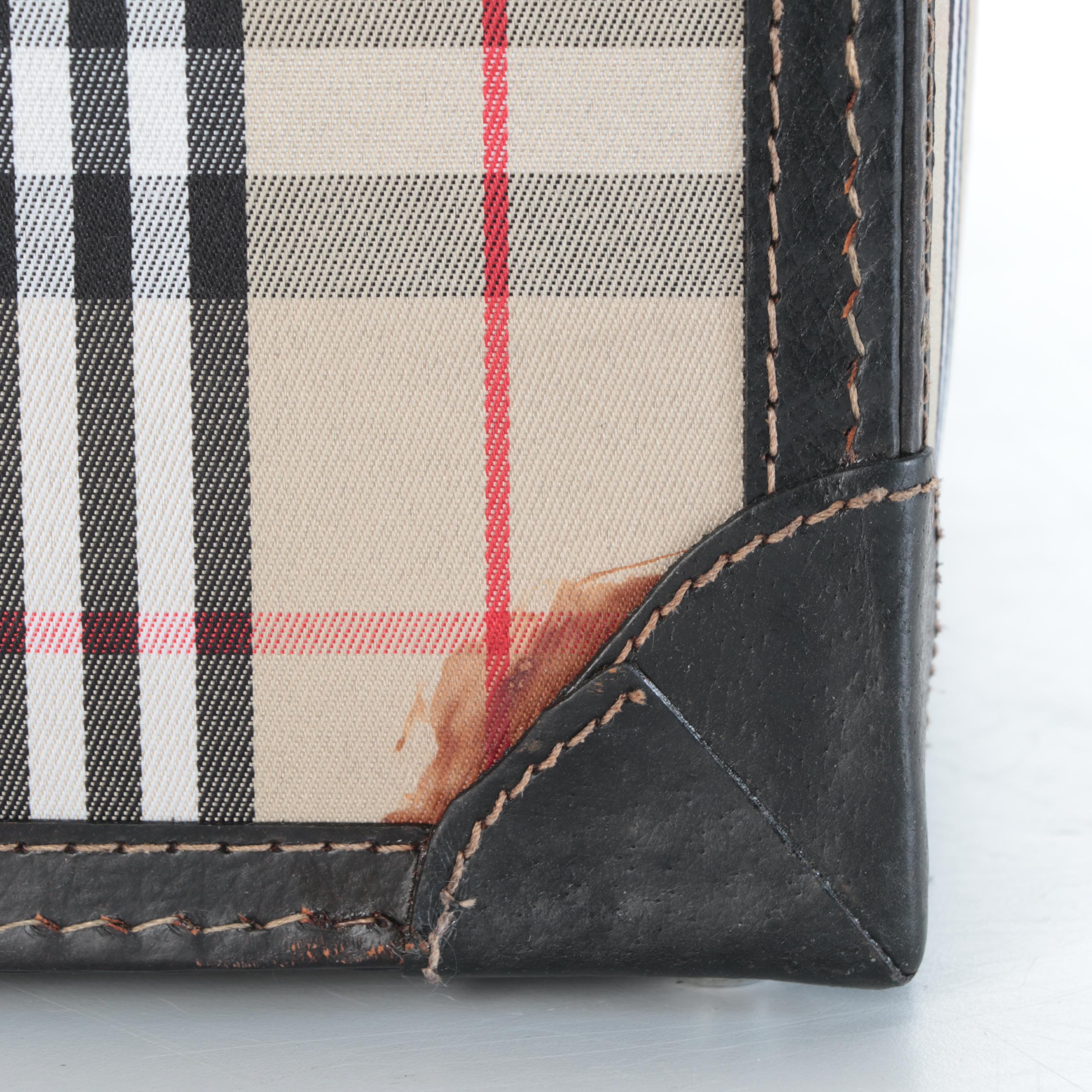 English Plaid Fabric and Faux Leather Decorative Box