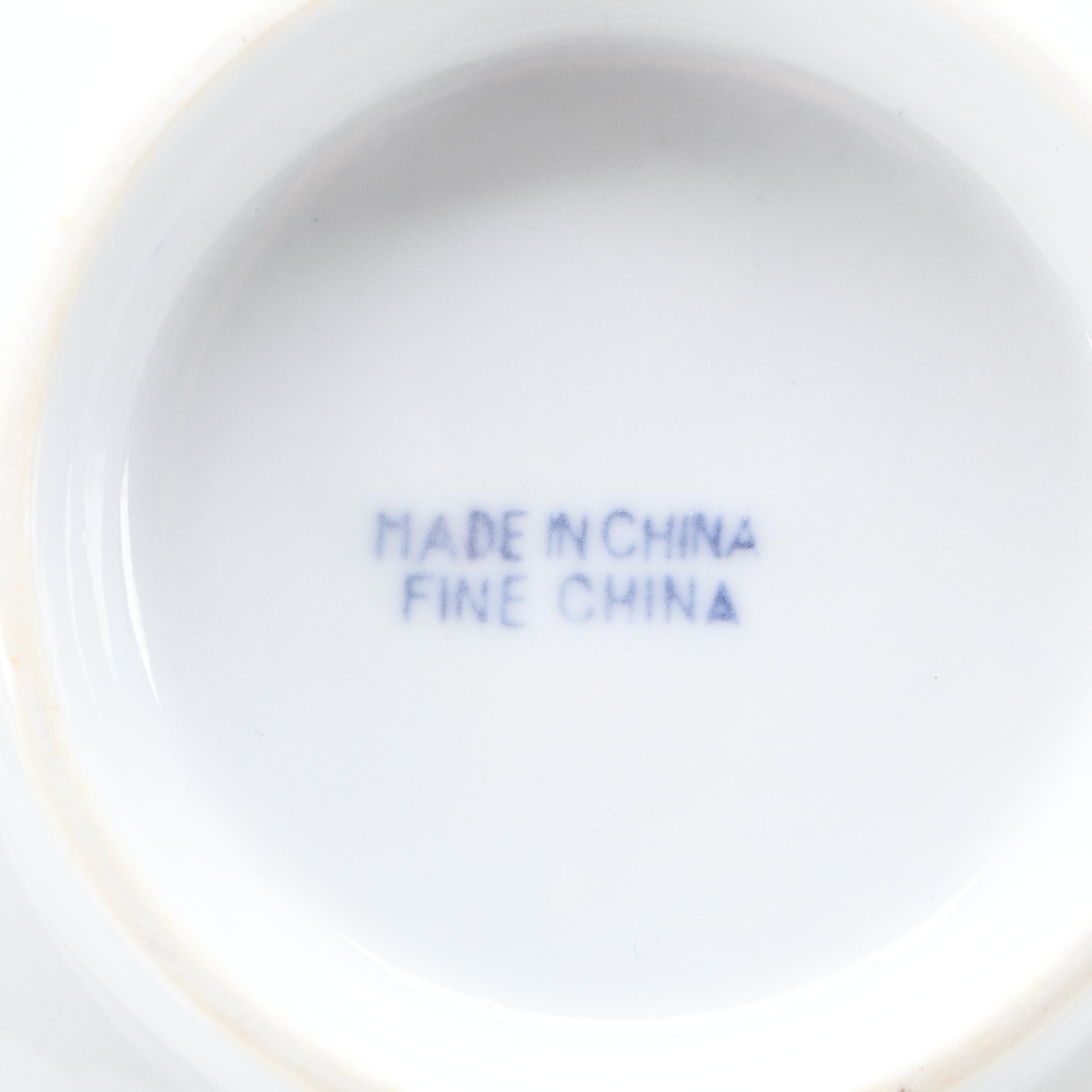 Chinese Koi Fish Motif Porcelain Soup Bowls and More Dinnerware