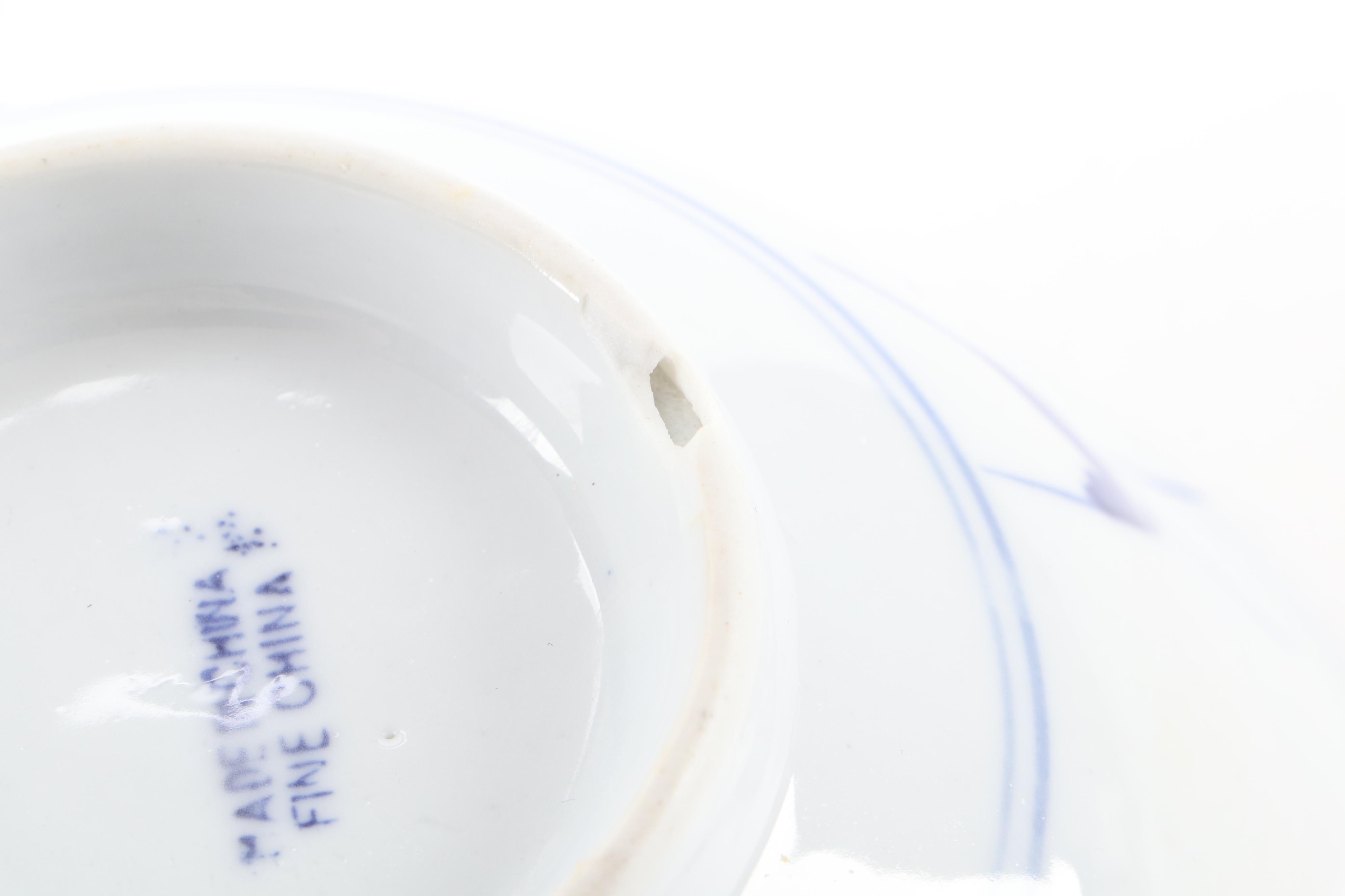 Chinese Koi Fish Motif Porcelain Soup Bowls and More Dinnerware