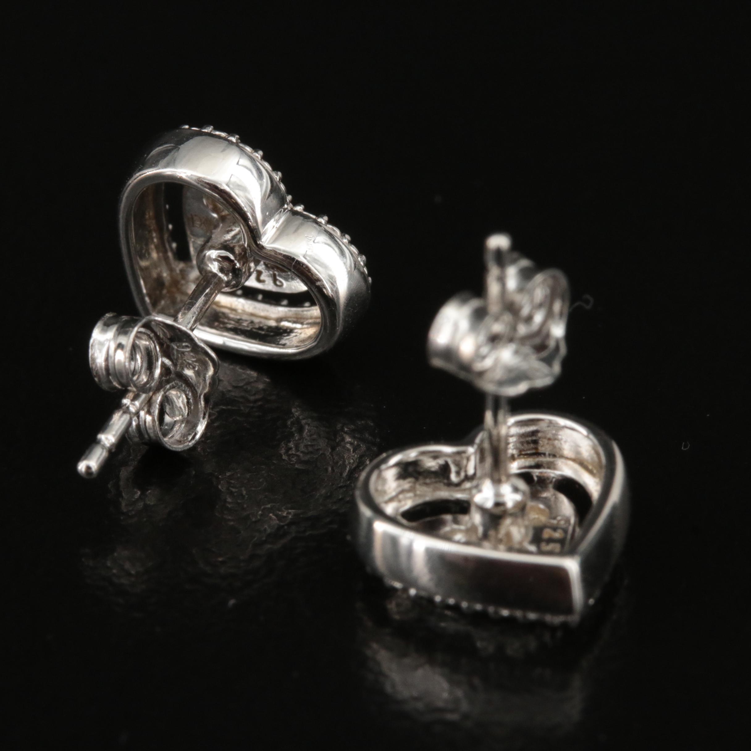 Sterling Diamond Heart Earrings