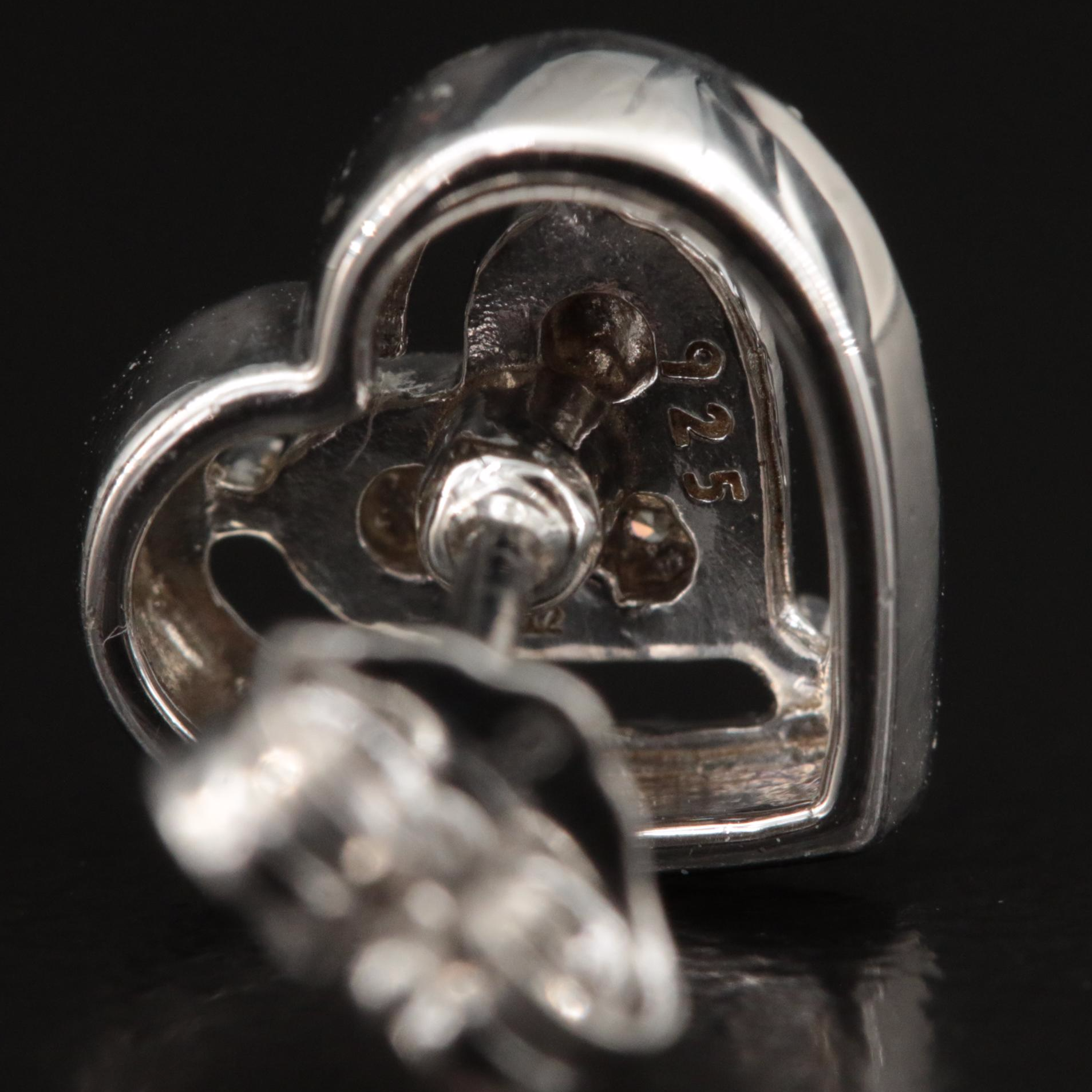 Sterling Diamond Heart Earrings