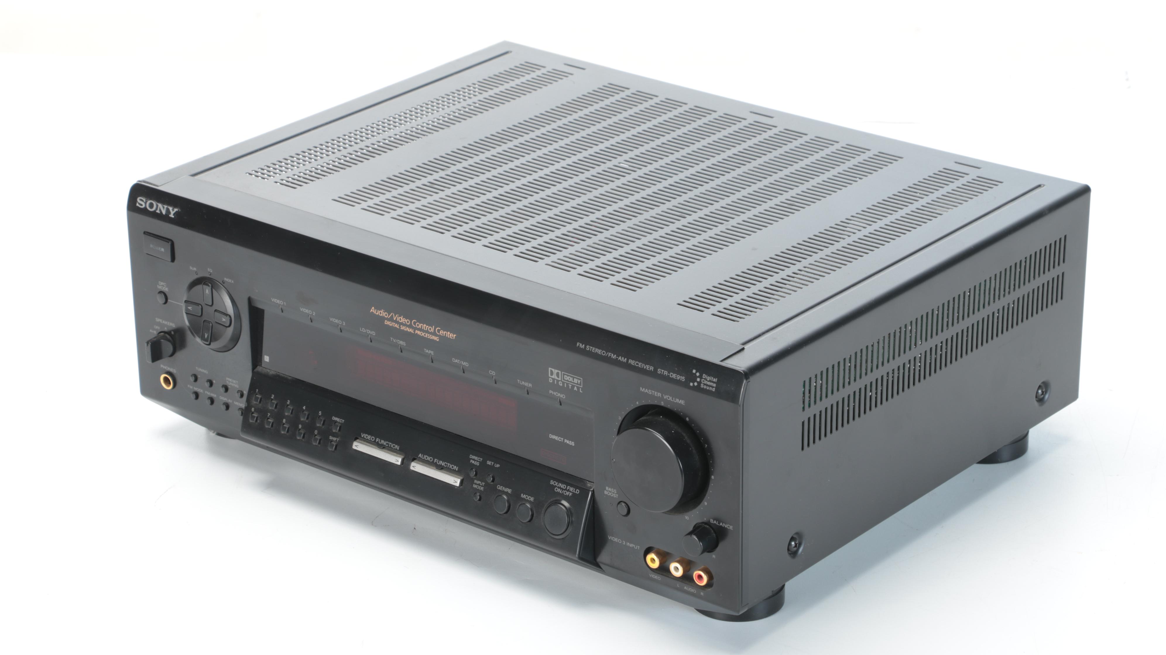 Sony Audio Video Stereo Receiver with Floorstanding Loudspeakers and Remote