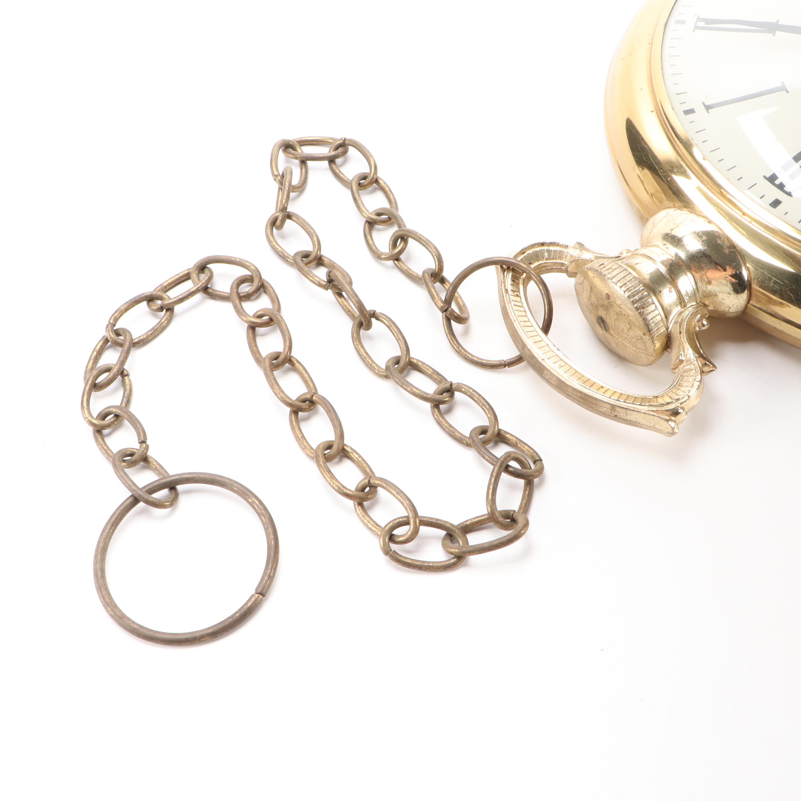 United Clock Corp. Pocketwatch Style Wall Clock, Mid-20th Century