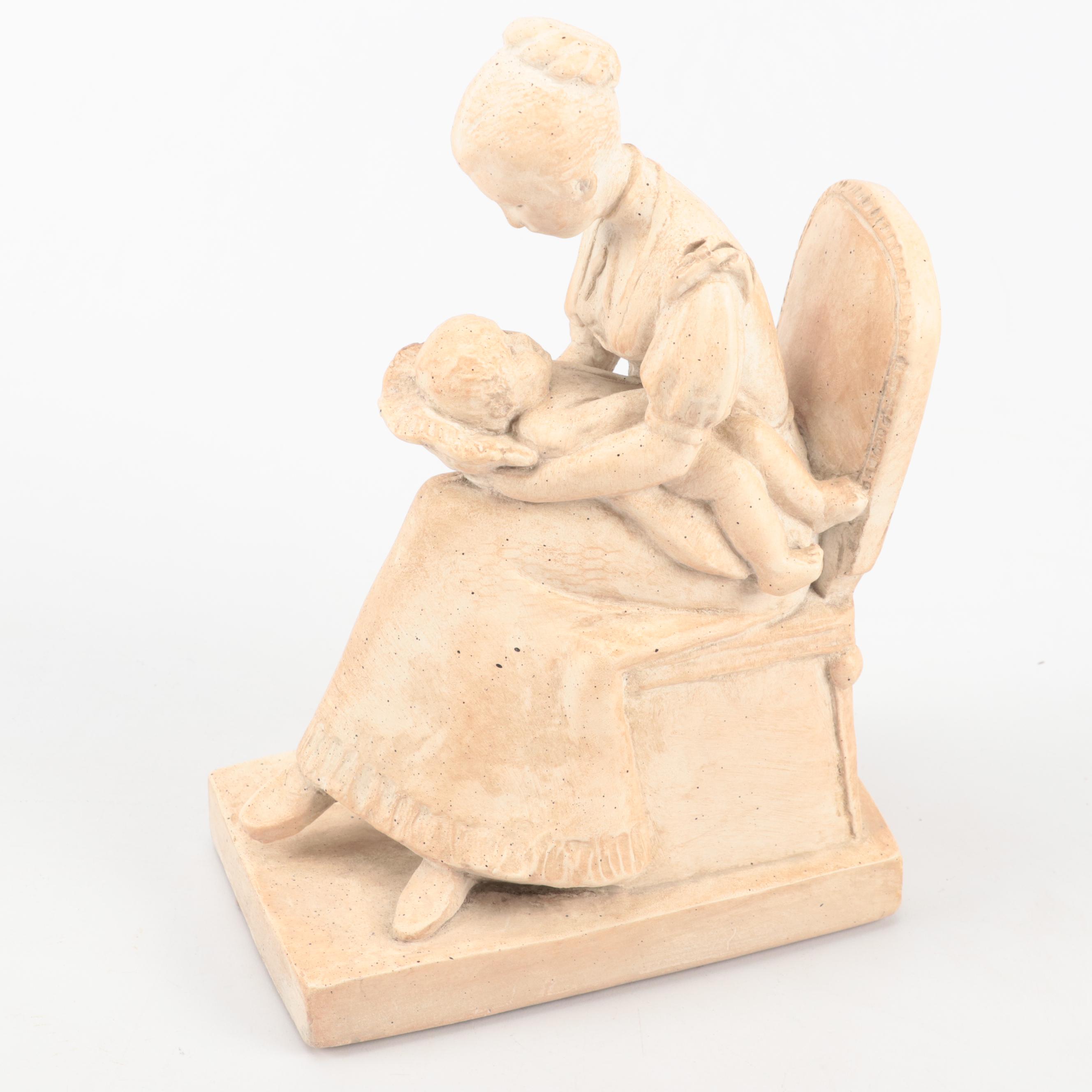 Austin Family Collection Plaster Figure of Mother and Child with Spelter Statue