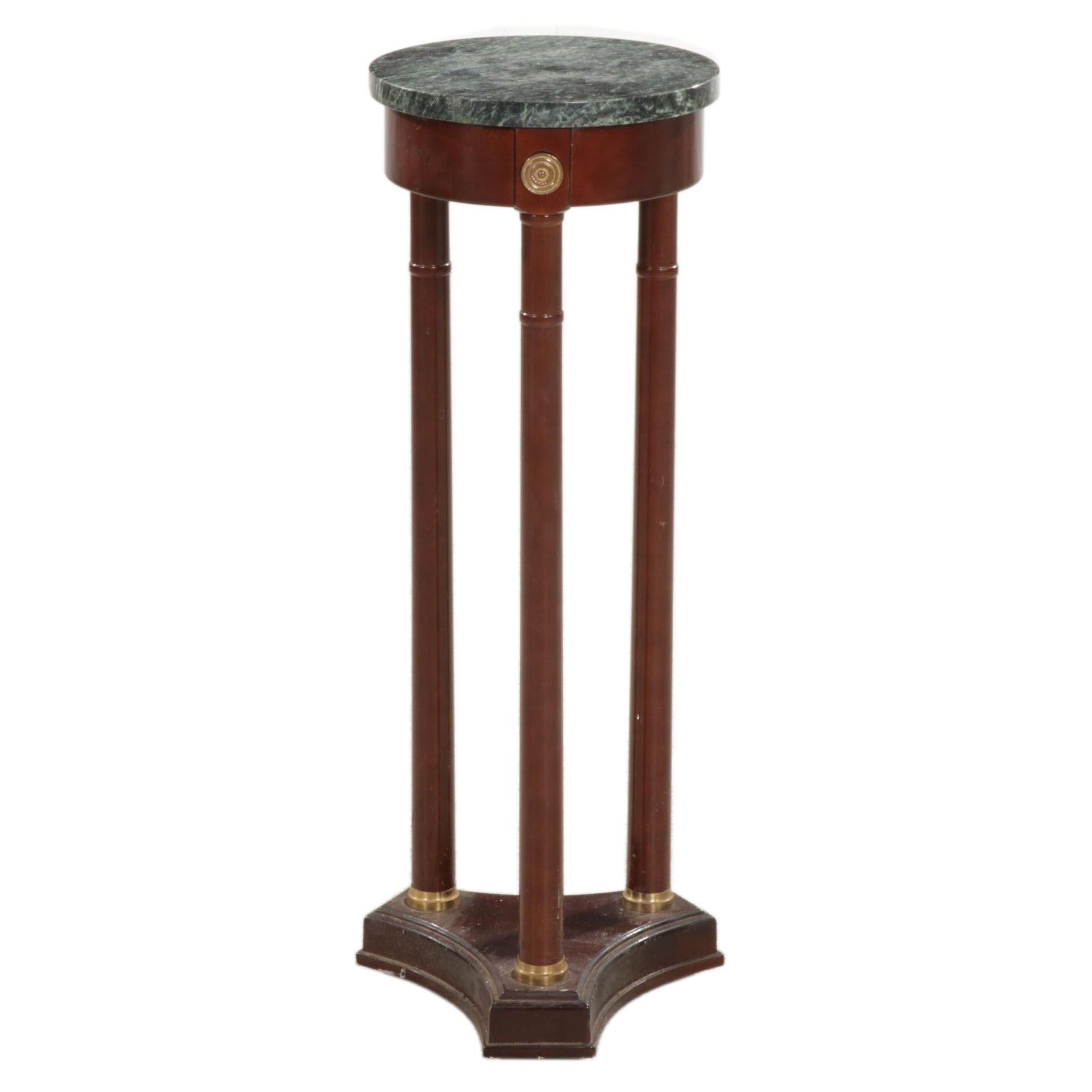 The Bombay Co. Empire Style Mahogany-Stained and Green Marble Top Plant Stand