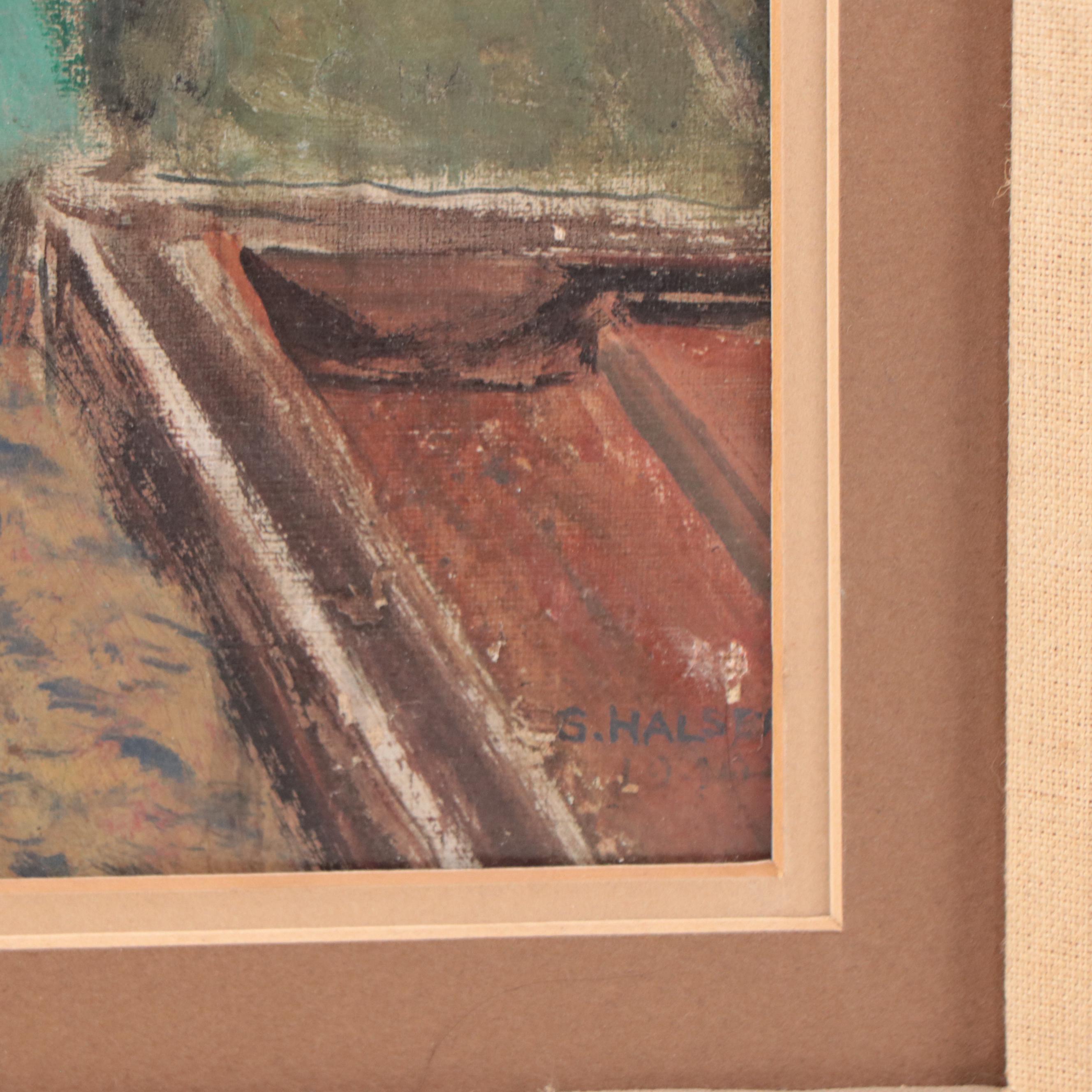 Portrait Oil Painting of Seated Woman With Cat