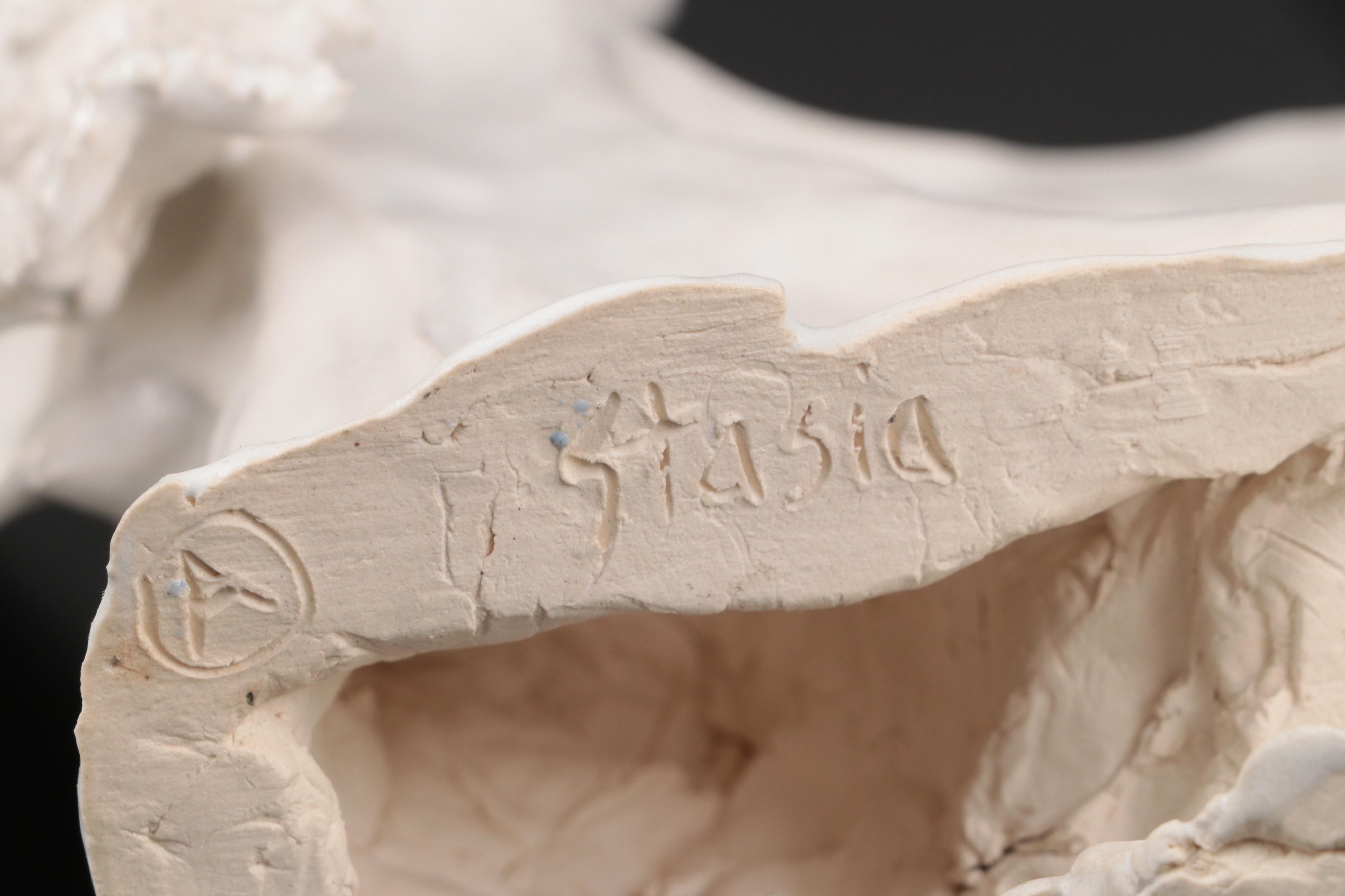 Handmade Sculpted White Glazed Ceramic Angel Figurines