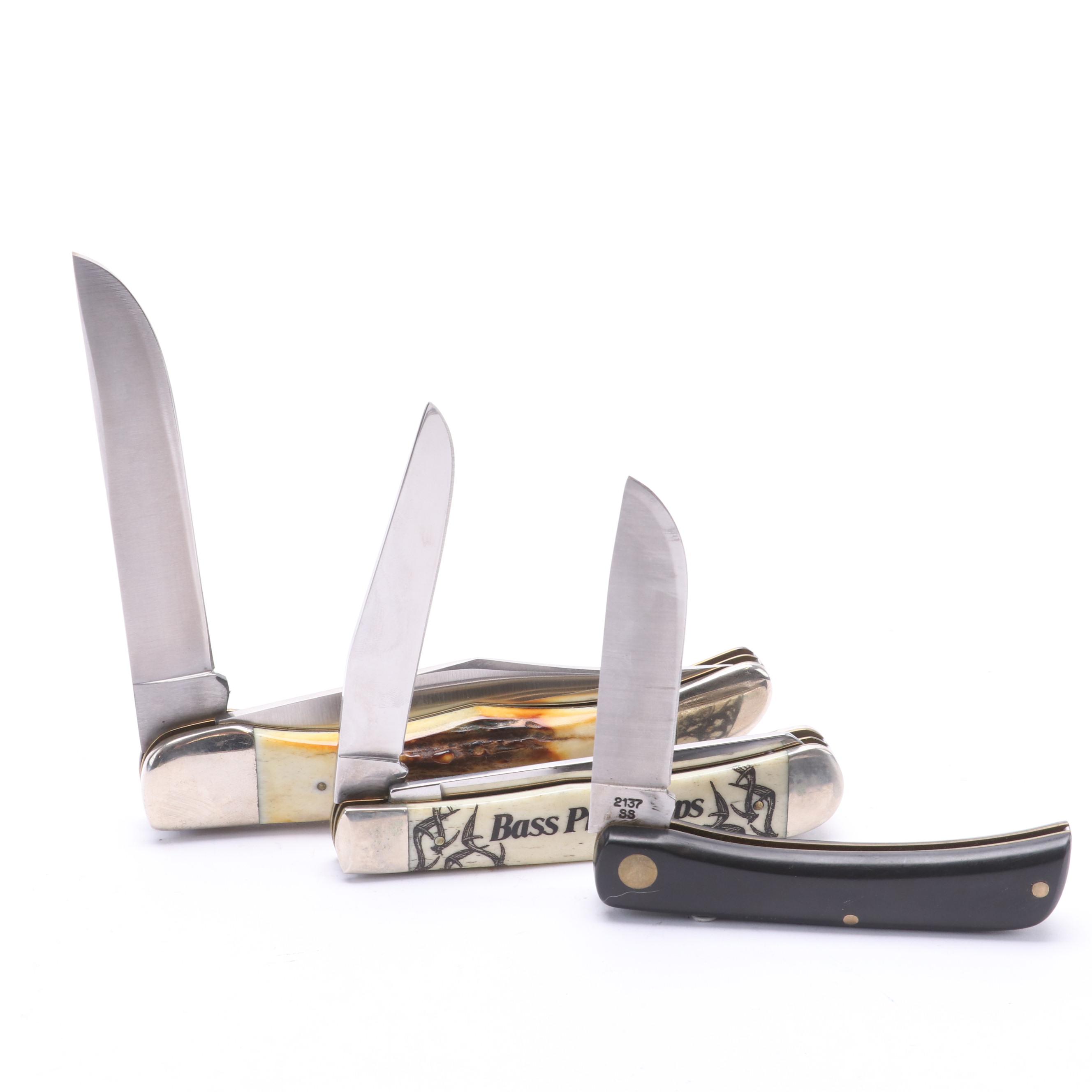 Collection of Ten Case® Folding Knives Including Blue Scroll Hunter