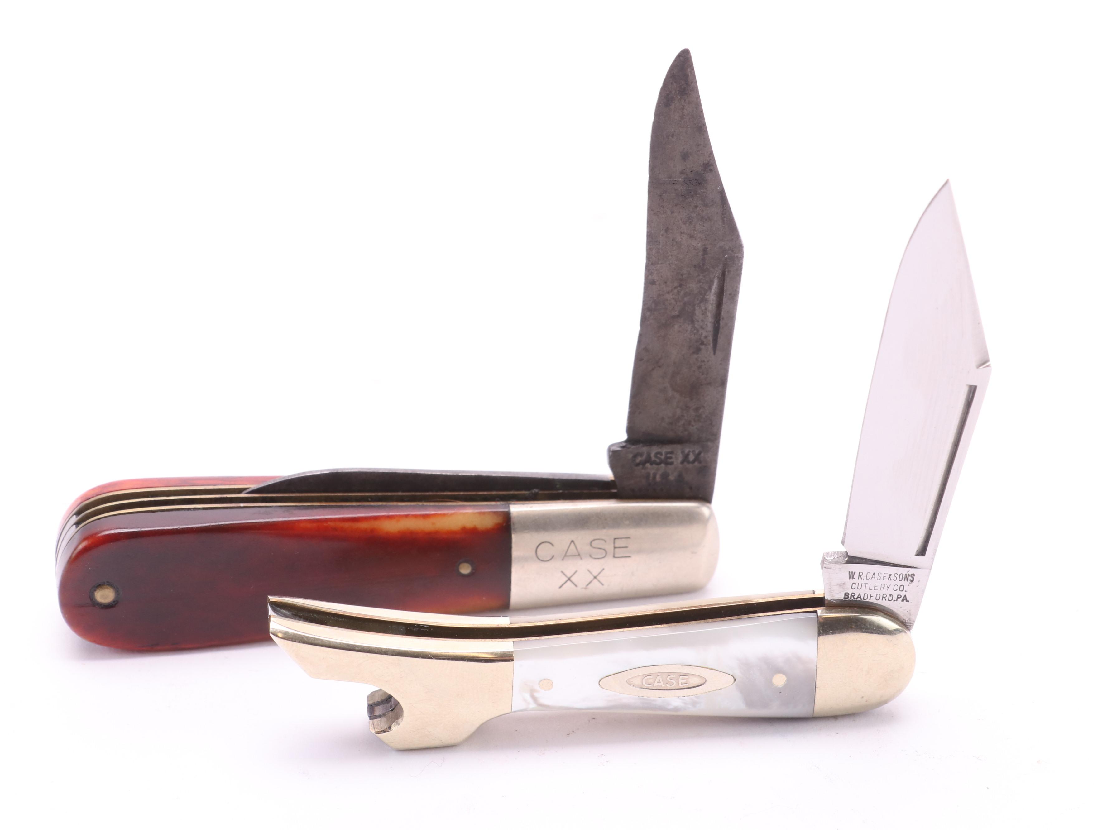 Collection of Ten Case® Folding Knives Including Blue Scroll Hunter
