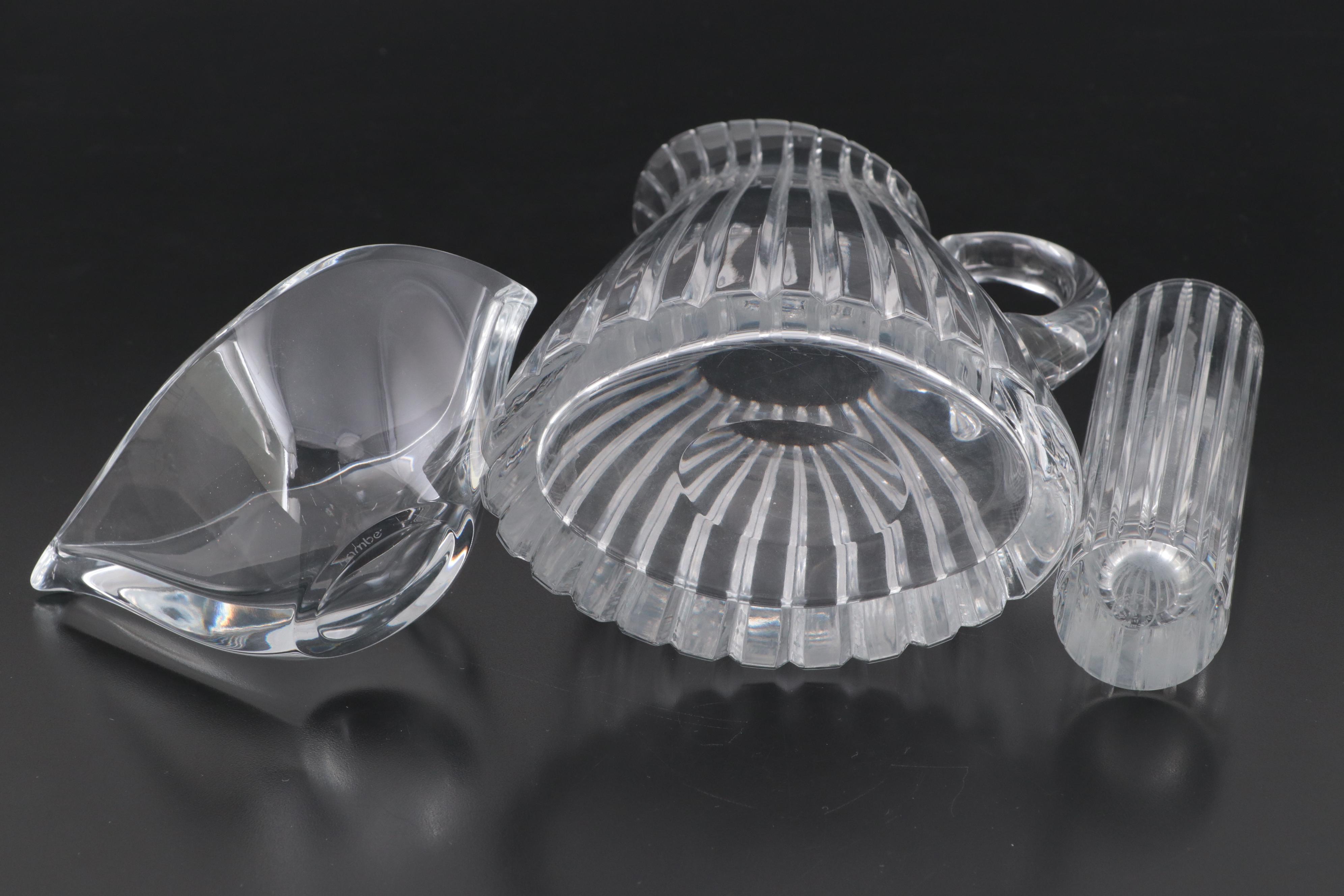 Baccarat Crystal "Harmonie" Bud Vase with Atlantis Pitcher and Nambé Bowl