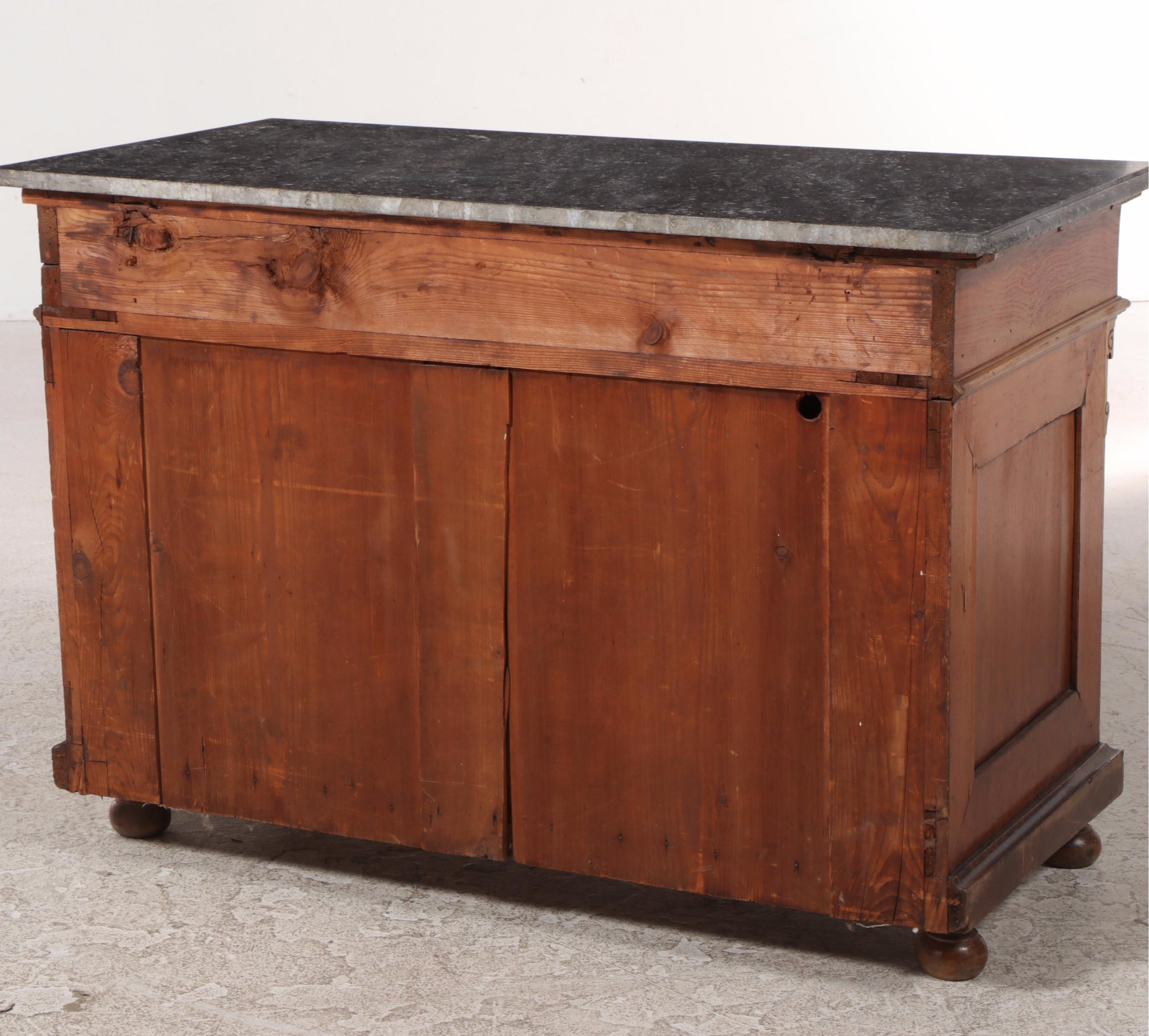 Renaissance Revival Carved Walnut and Marble Top Buffet, Late 19th Century