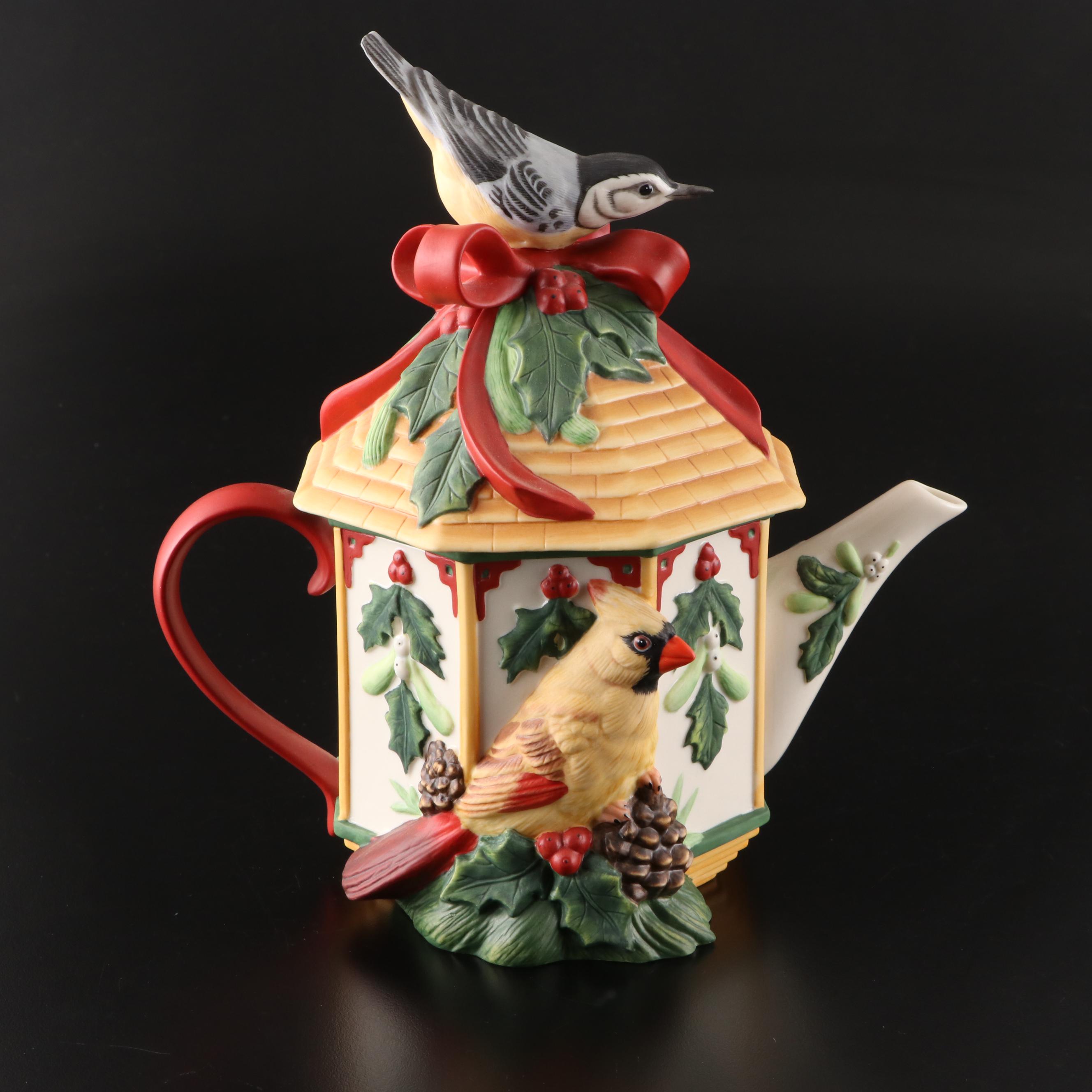Franciscan Apple Pitcher, Holly Glass Platter, Lenox Christmas Teapot, More