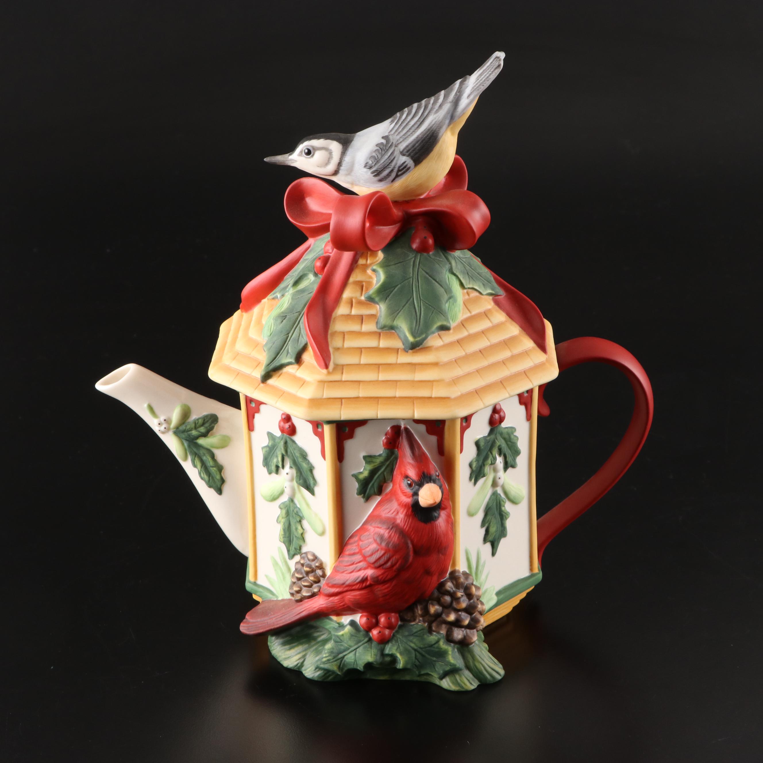 Franciscan Apple Pitcher, Holly Glass Platter, Lenox Christmas Teapot, More