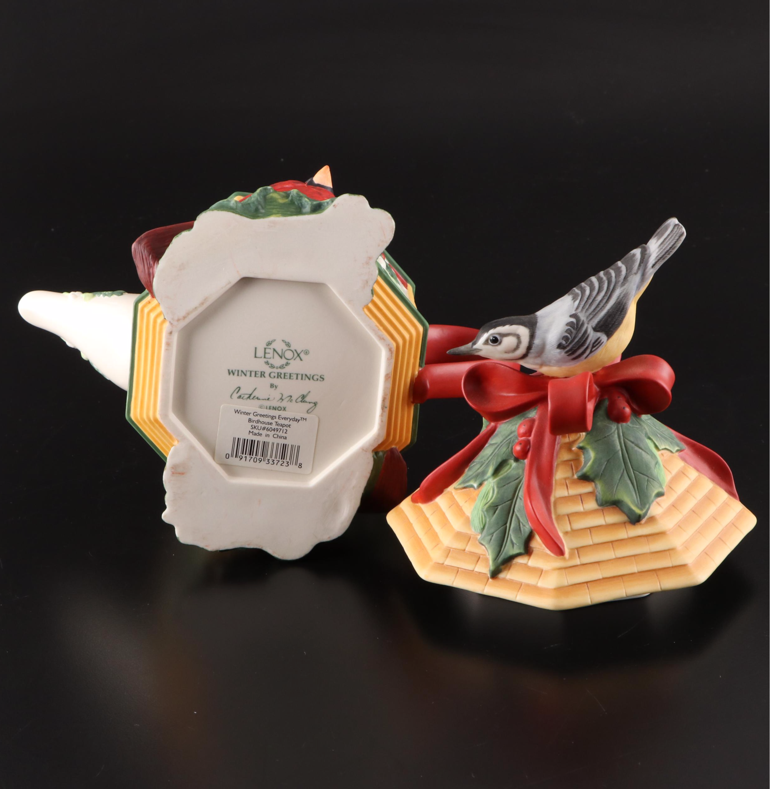 Franciscan Apple Pitcher, Holly Glass Platter, Lenox Christmas Teapot, More