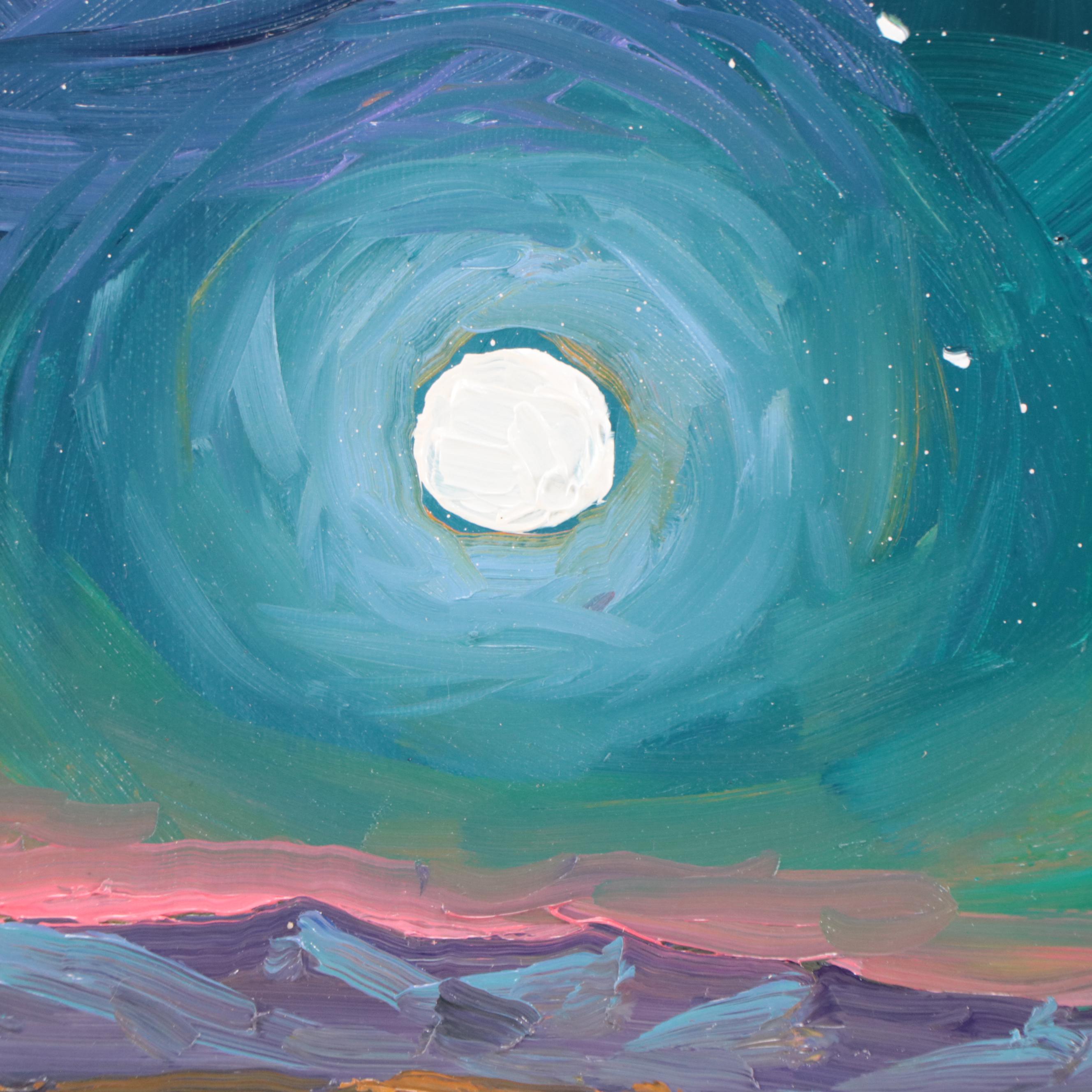 William Hawkins Landscape Oil Painting of Night Sky, 21st Century