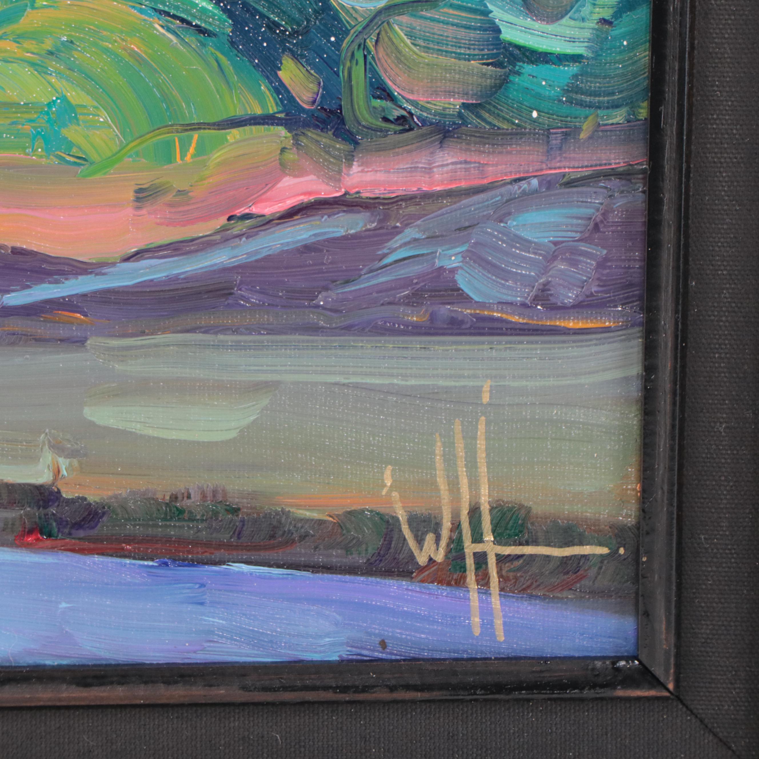 William Hawkins Landscape Oil Painting of Night Sky, 21st Century