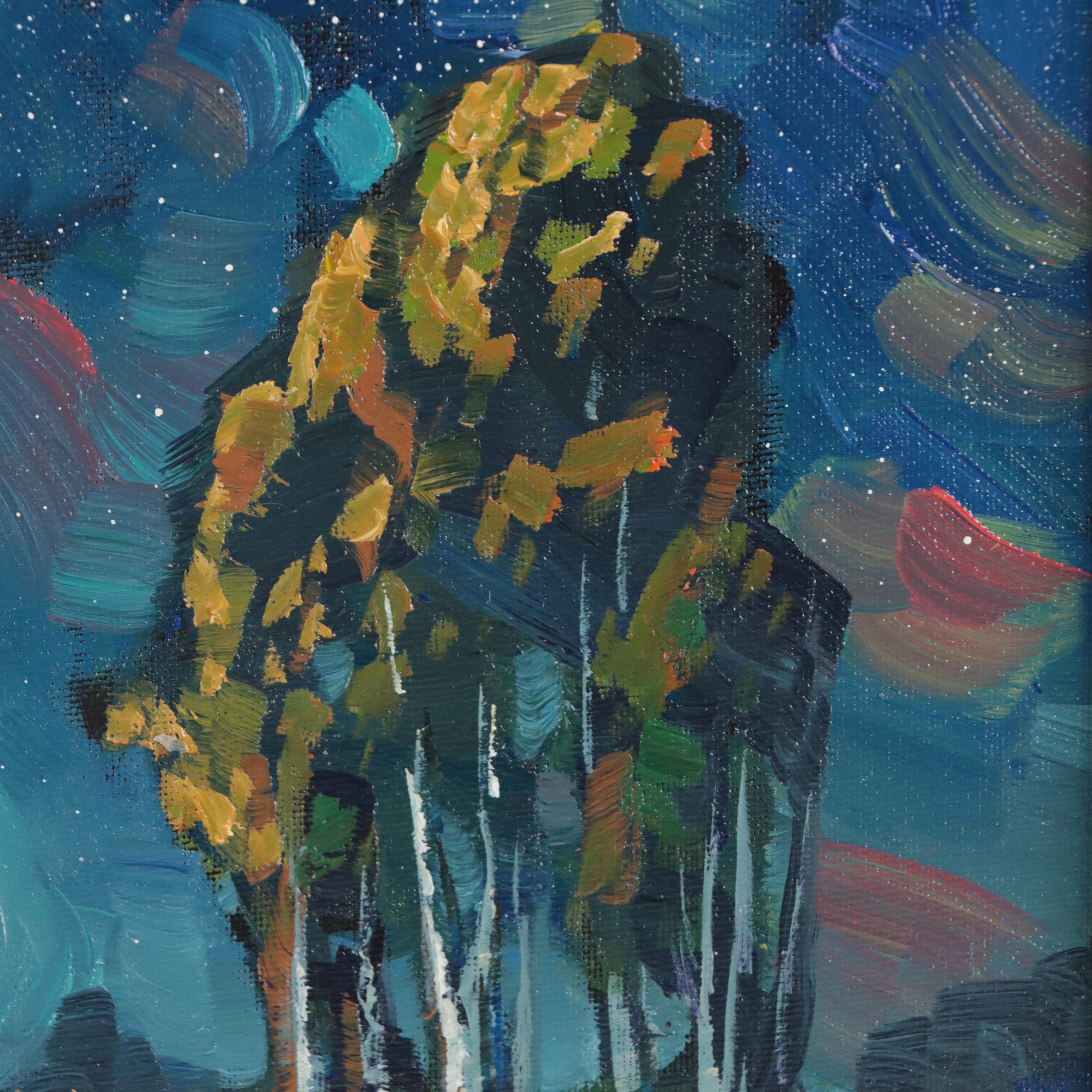 William Hawkins Landscape Oil Painting of Moonrise, 21st Century