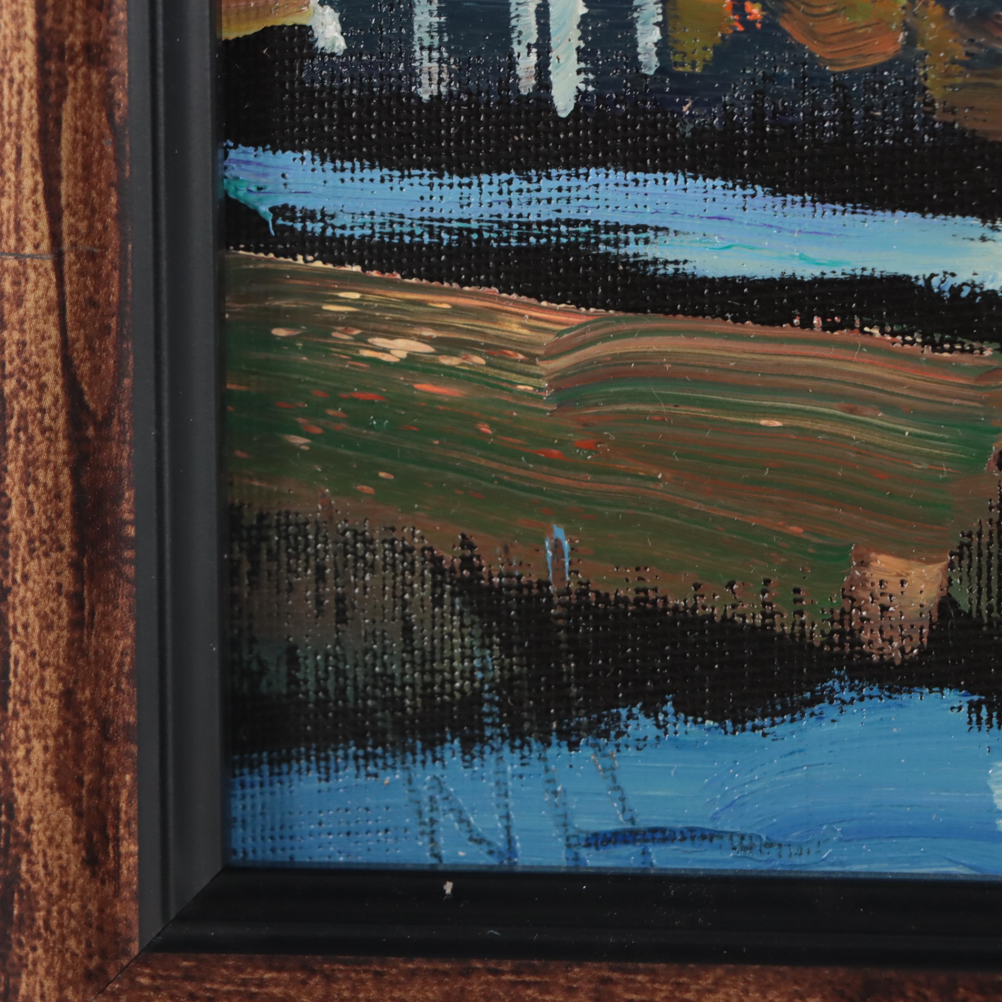 William Hawkins Landscape Oil Painting of Moonrise, 21st Century