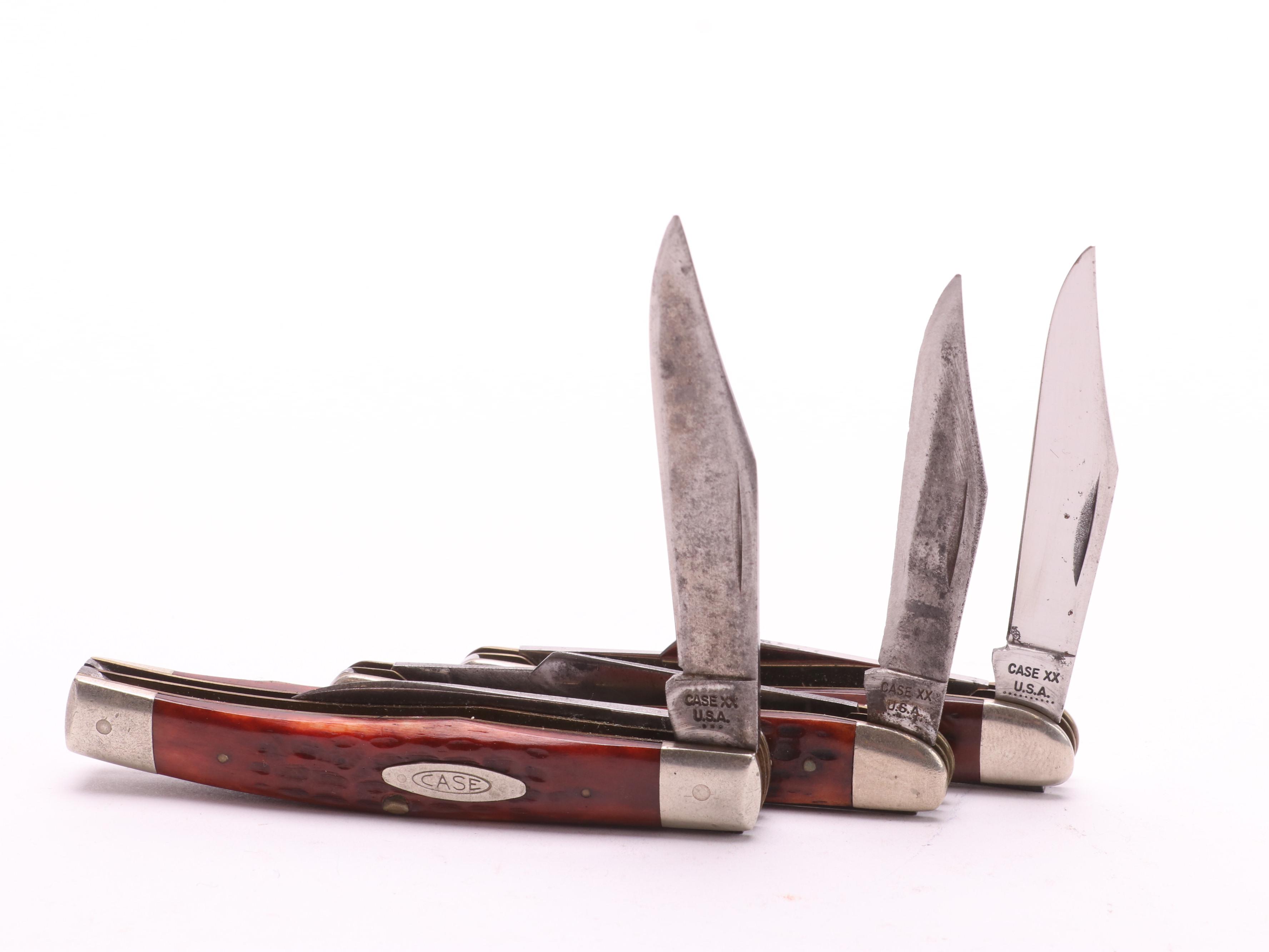 Collection of 10 Case® Folding Knives Including Case XX 6202 1/2