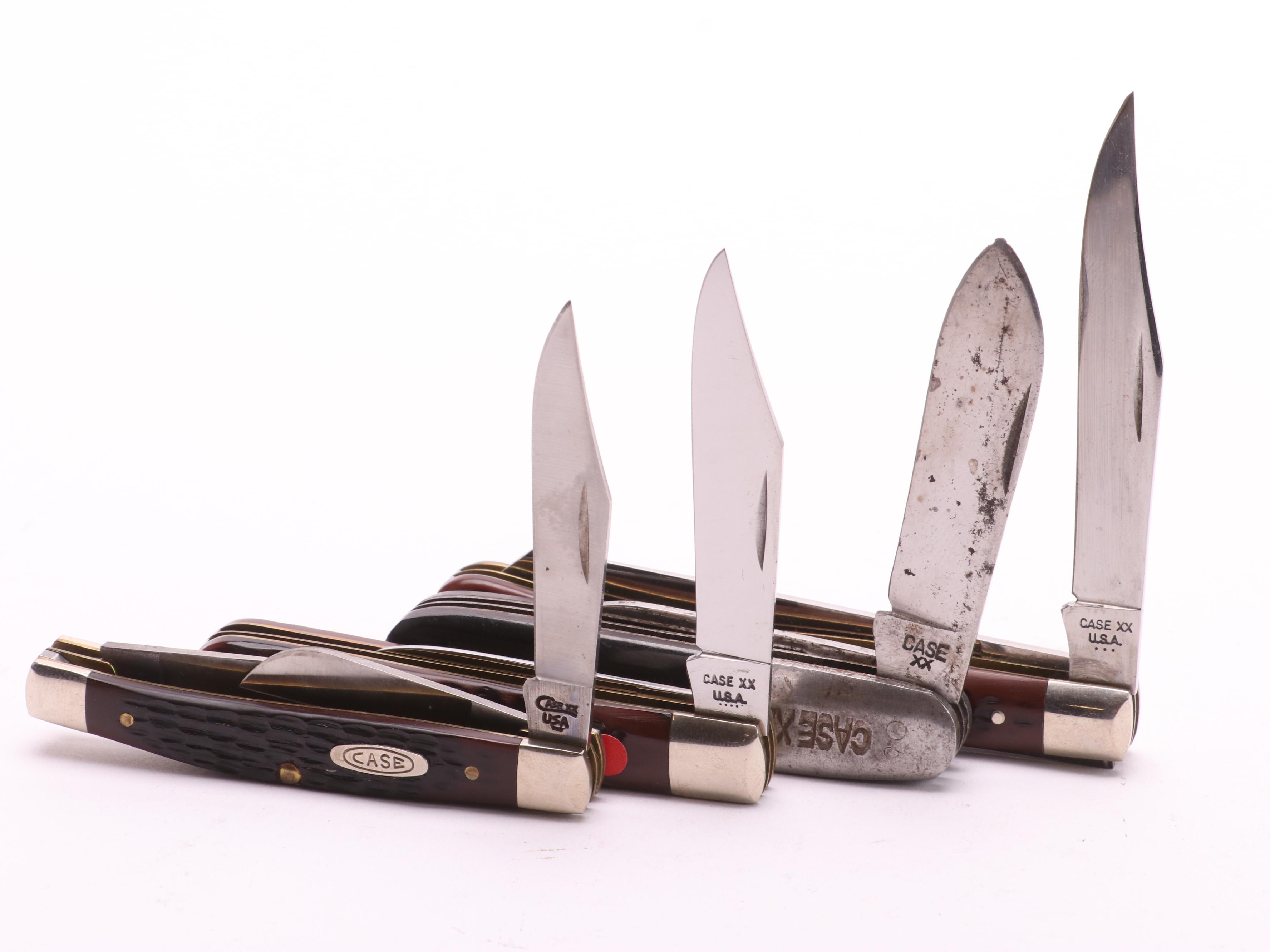 Collection of 10 Case® Folding Knives Including Case XX 6202 1/2