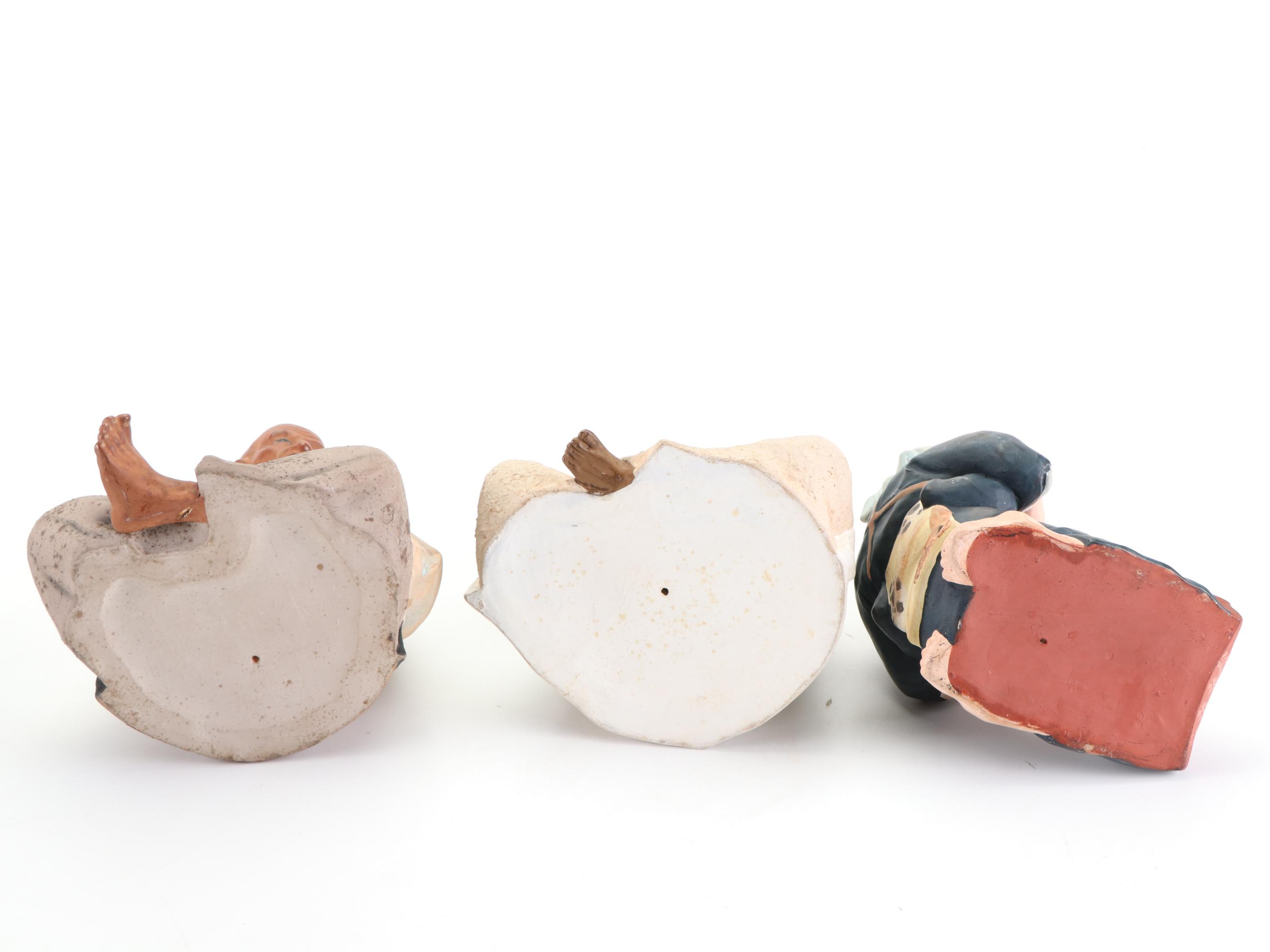 Japanese Hakata Mimasu Dolls Painted Ceramic Figurines