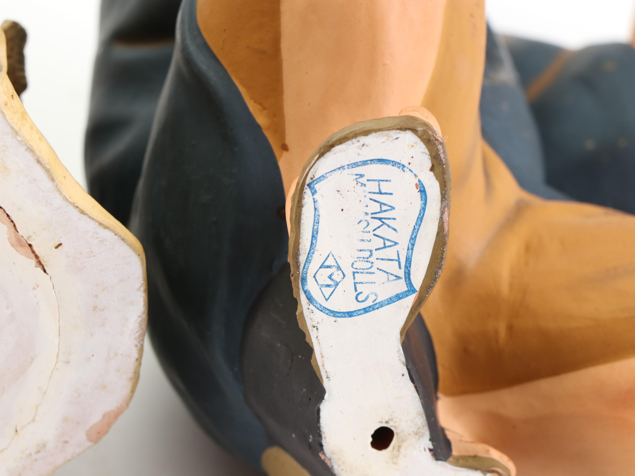 Japanese Hakata Mimasu Dolls Painted Ceramic Figurines