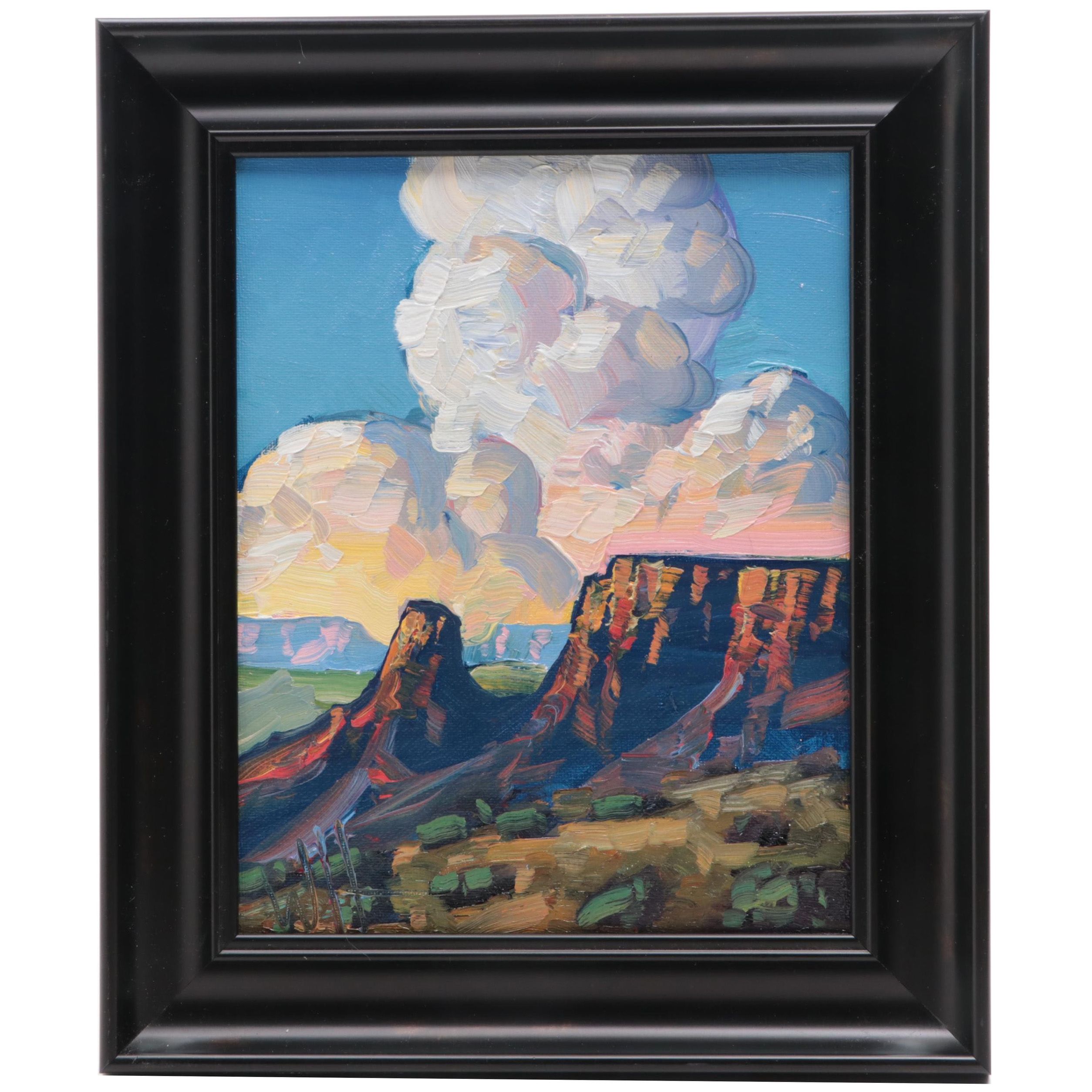William Hawkins Landscape Oil Painting of Western Scene, 21st Century