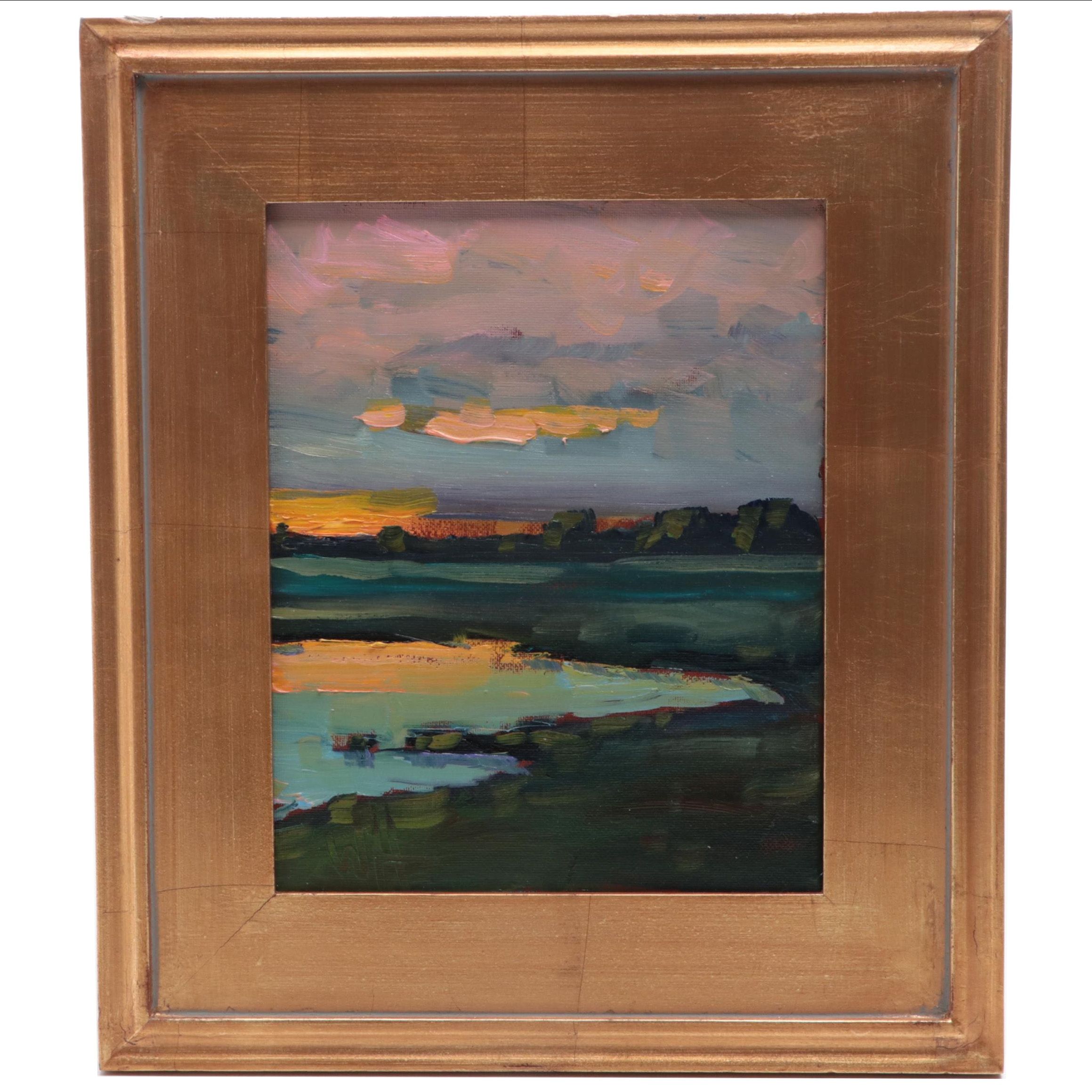 William Hawkins Landscape Oil Painting of Coastal Scene, 21st Century