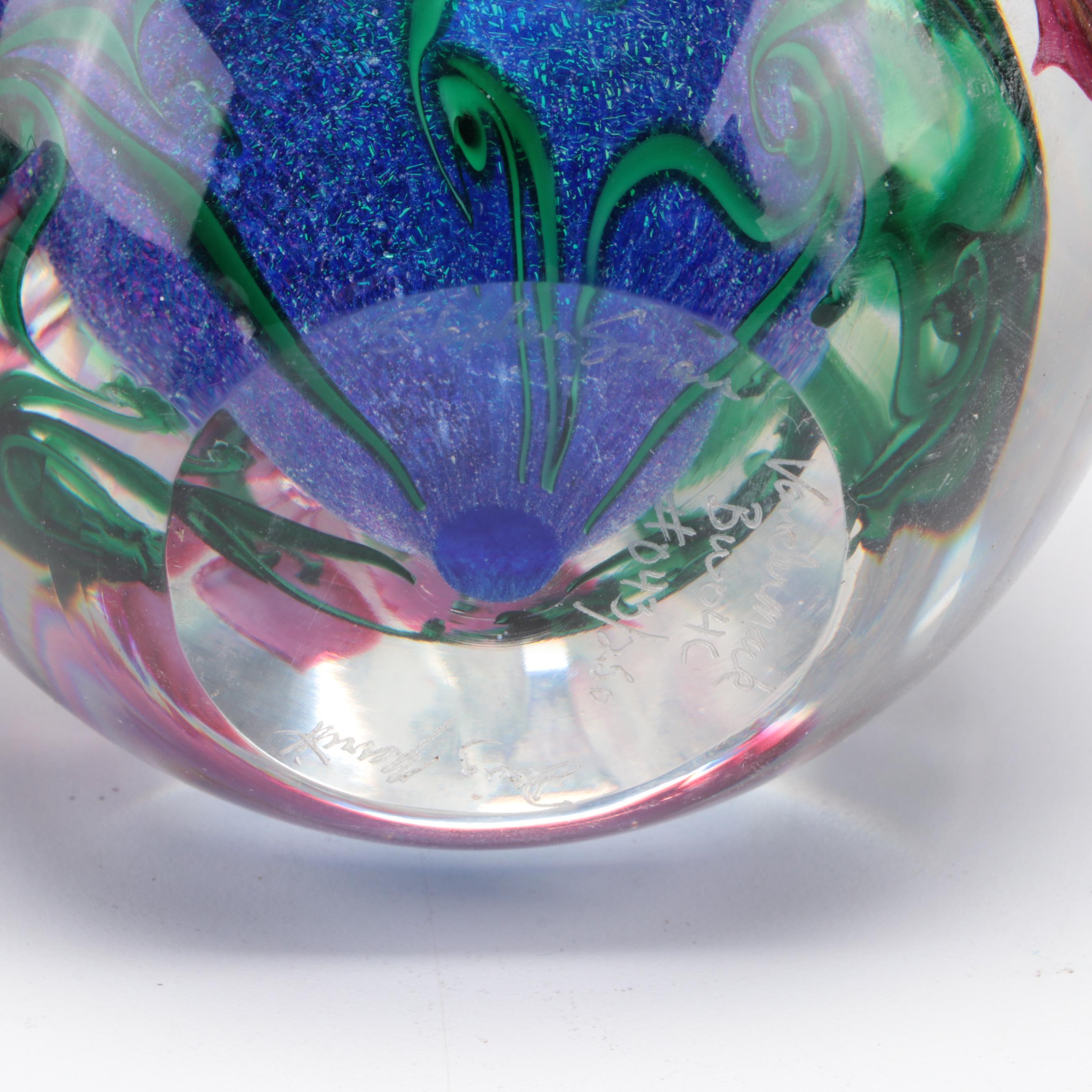 Vandermark Floral Motif Glass Paperweight, Murano and Other Glass Paperweights