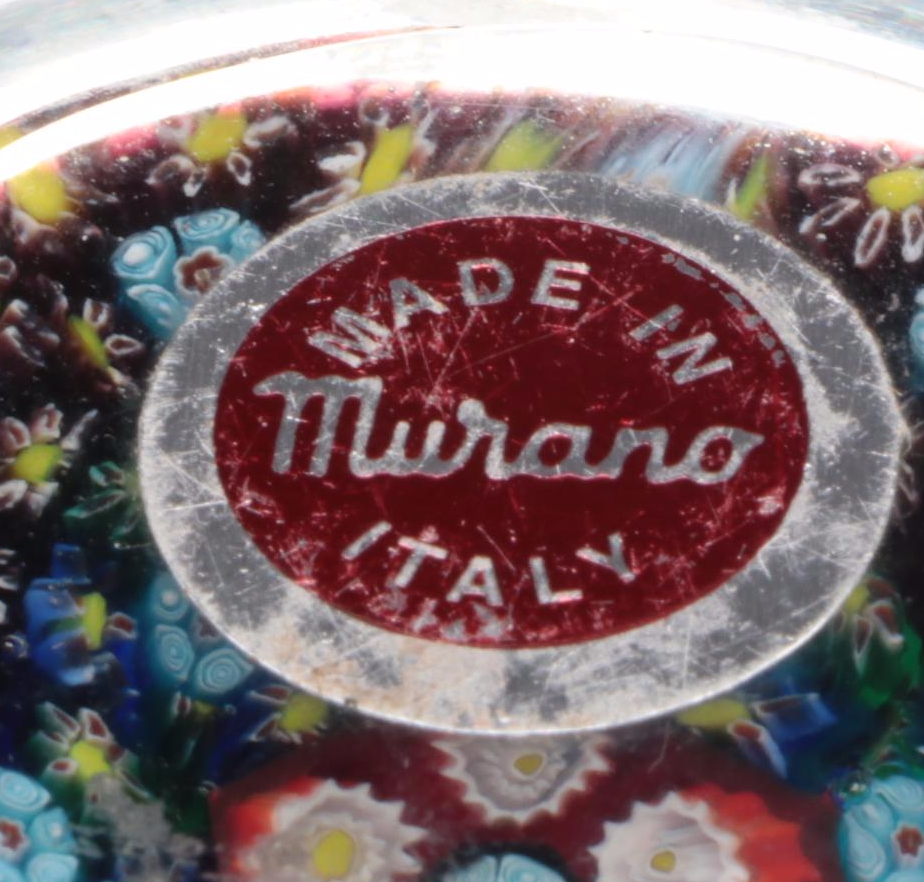 Vandermark Floral Motif Glass Paperweight, Murano and Other Glass Paperweights