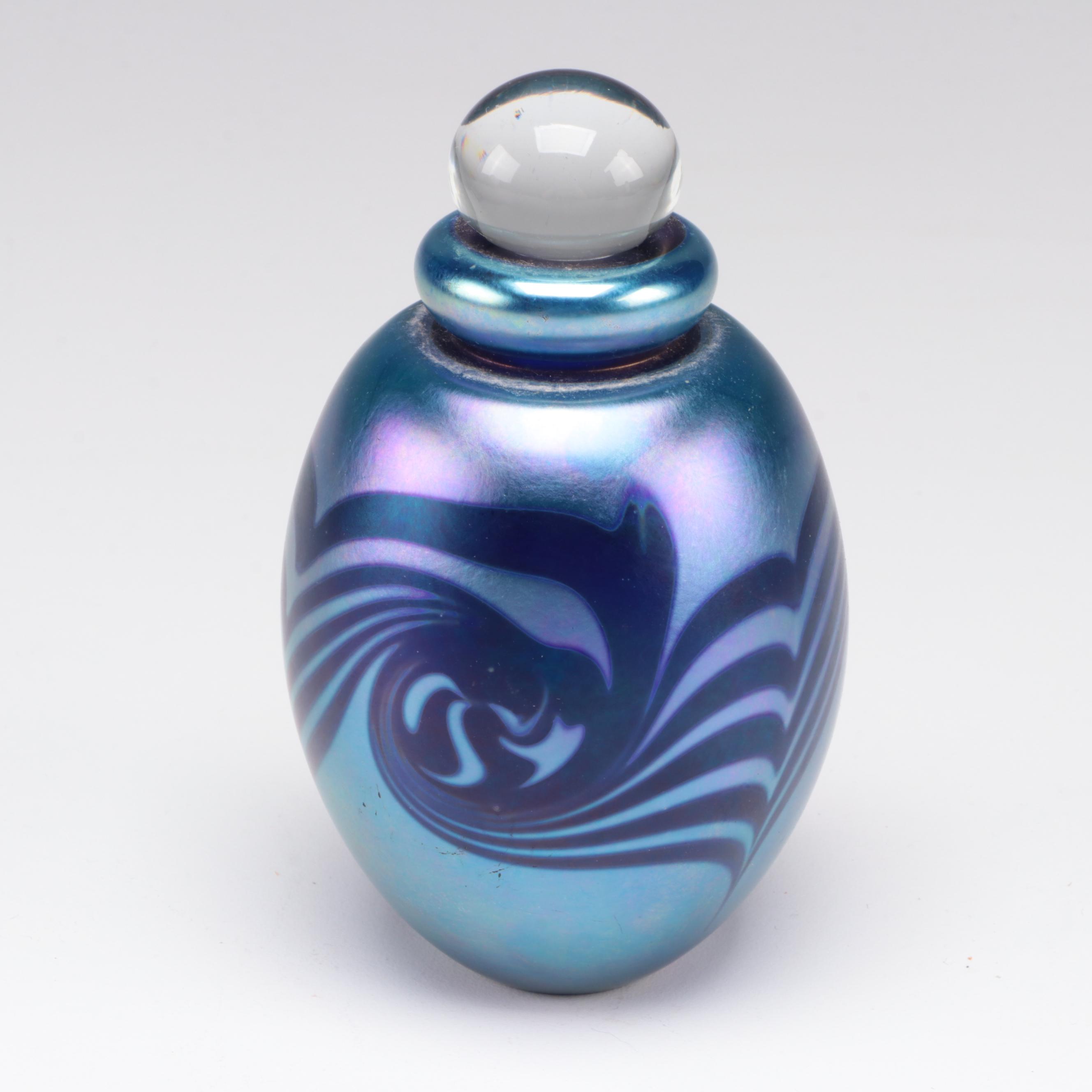 Signed Robert Eickholt Art Glass Perfume Bottle, 1990