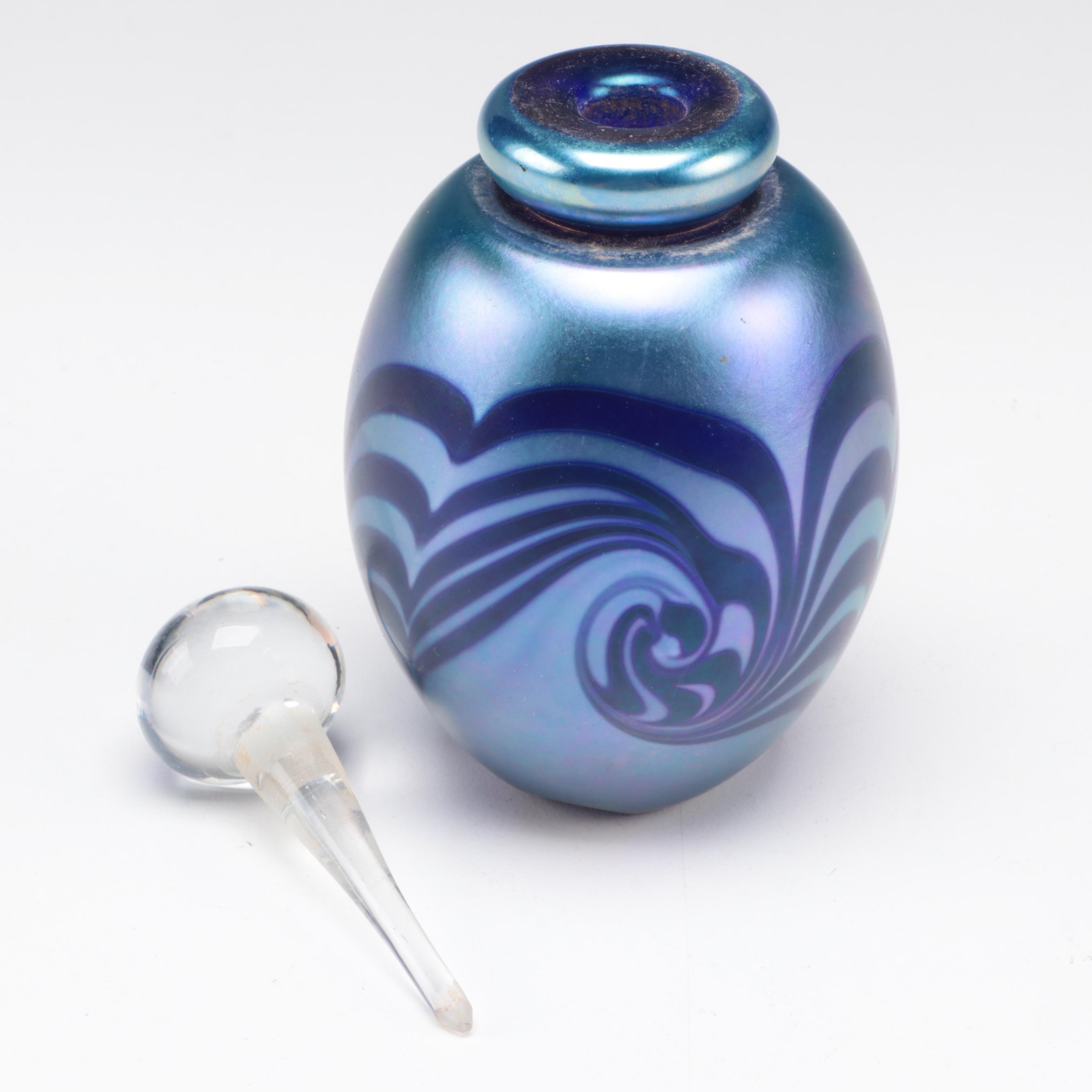 Signed Robert Eickholt Art Glass Perfume Bottle, 1990