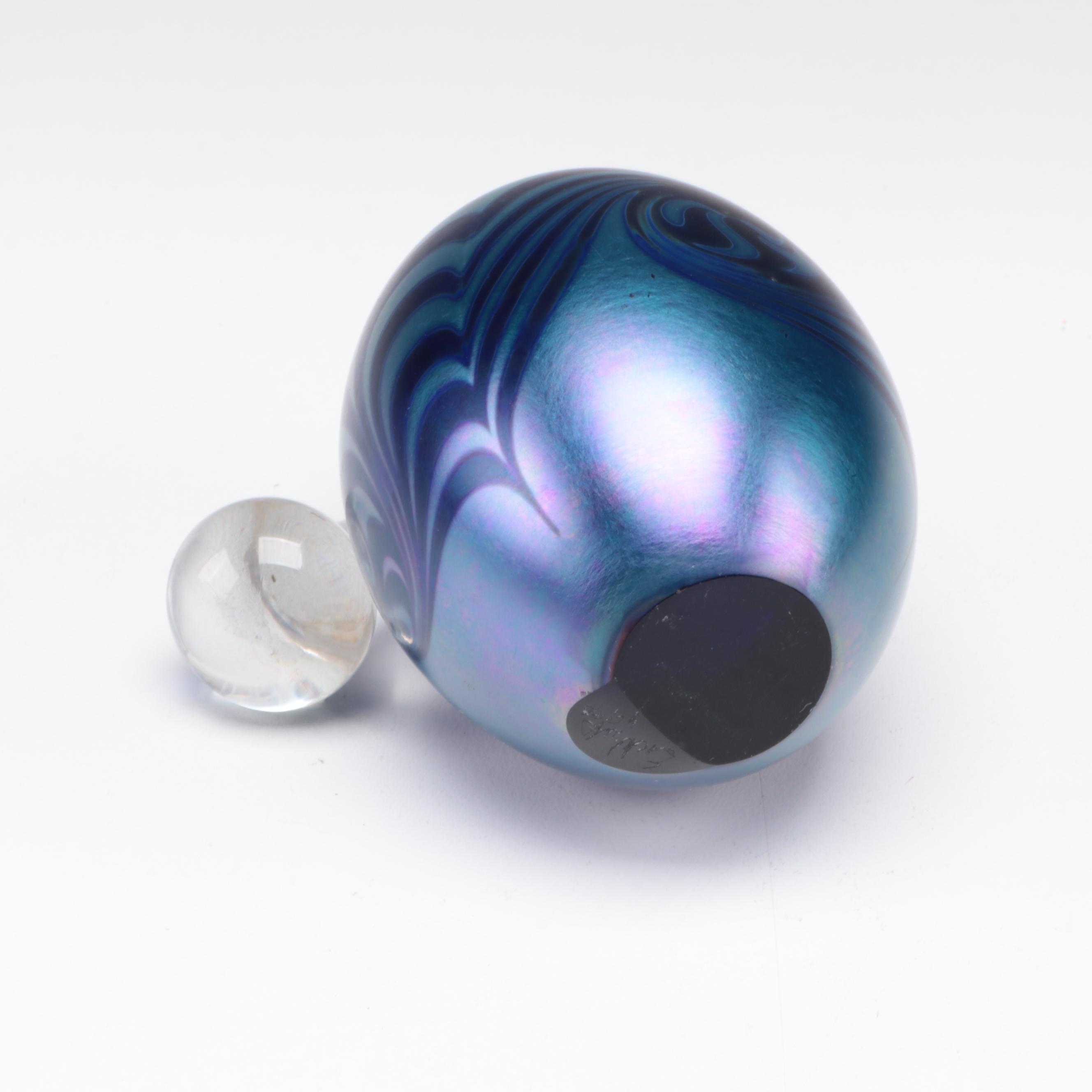 Signed Robert Eickholt Art Glass Perfume Bottle, 1990