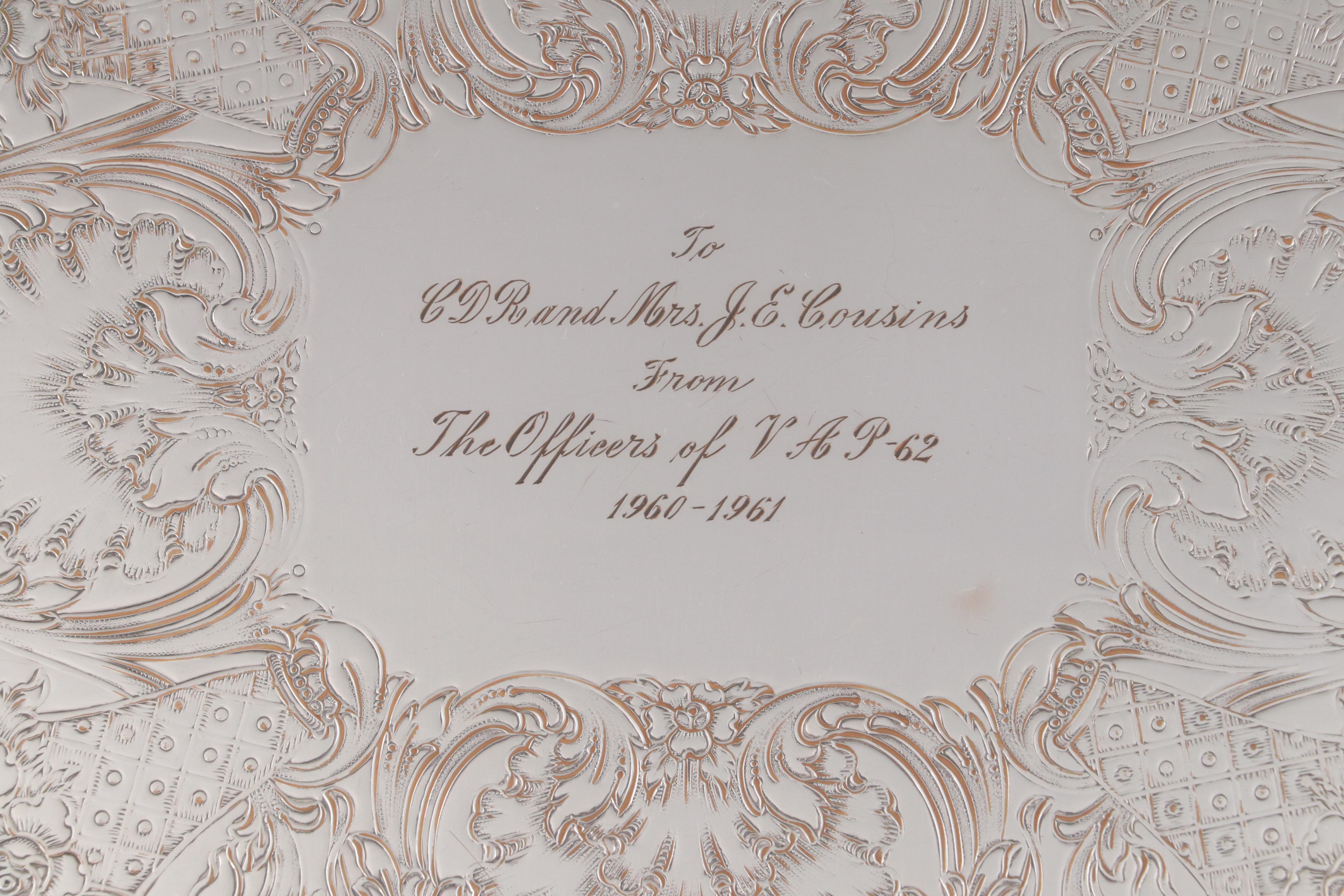 Wm Rogers "Spring Flower" and Other Silver Plate Waiter Trays and Serveware