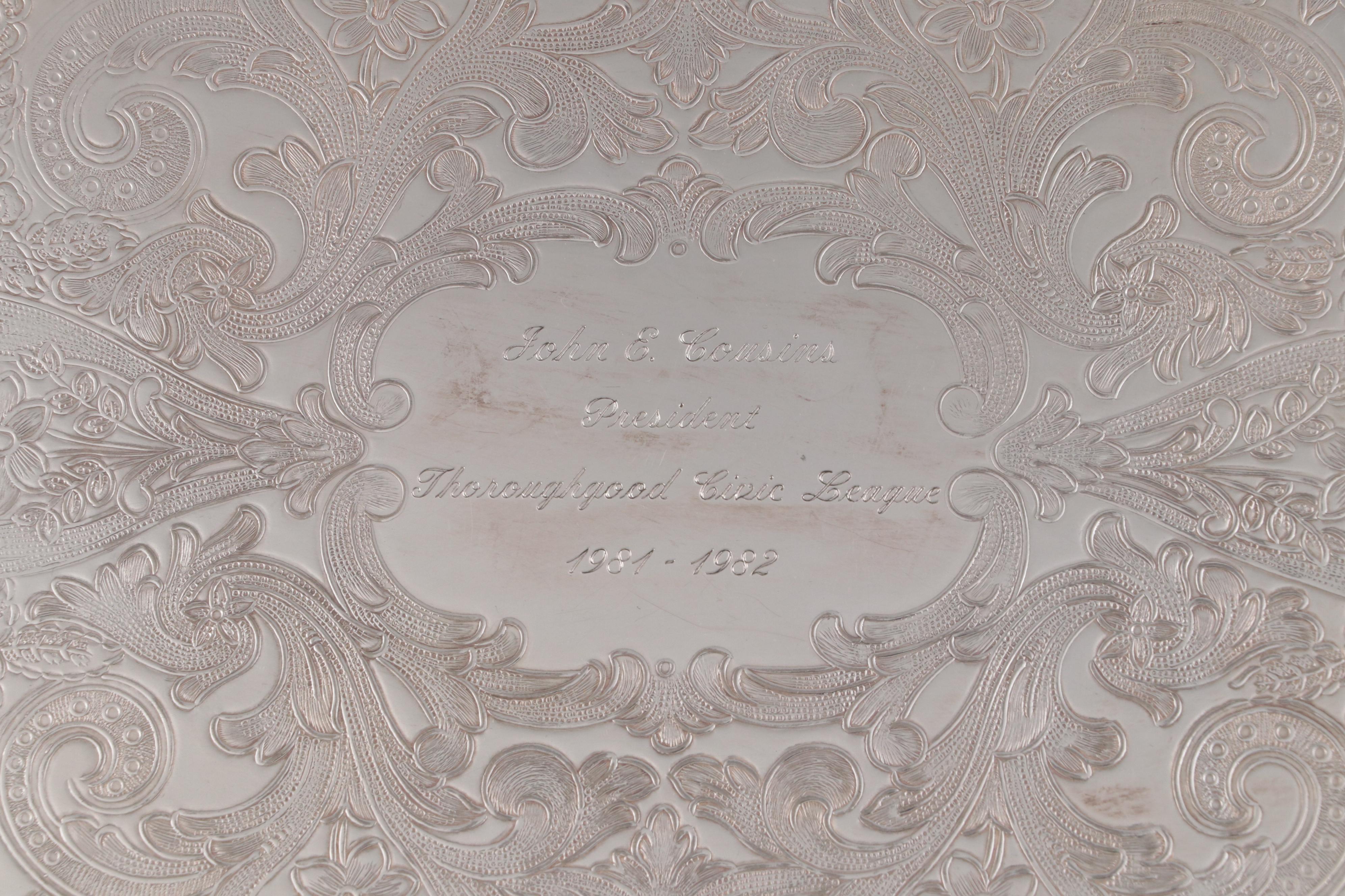 Wm Rogers "Spring Flower" and Other Silver Plate Waiter Trays and Serveware