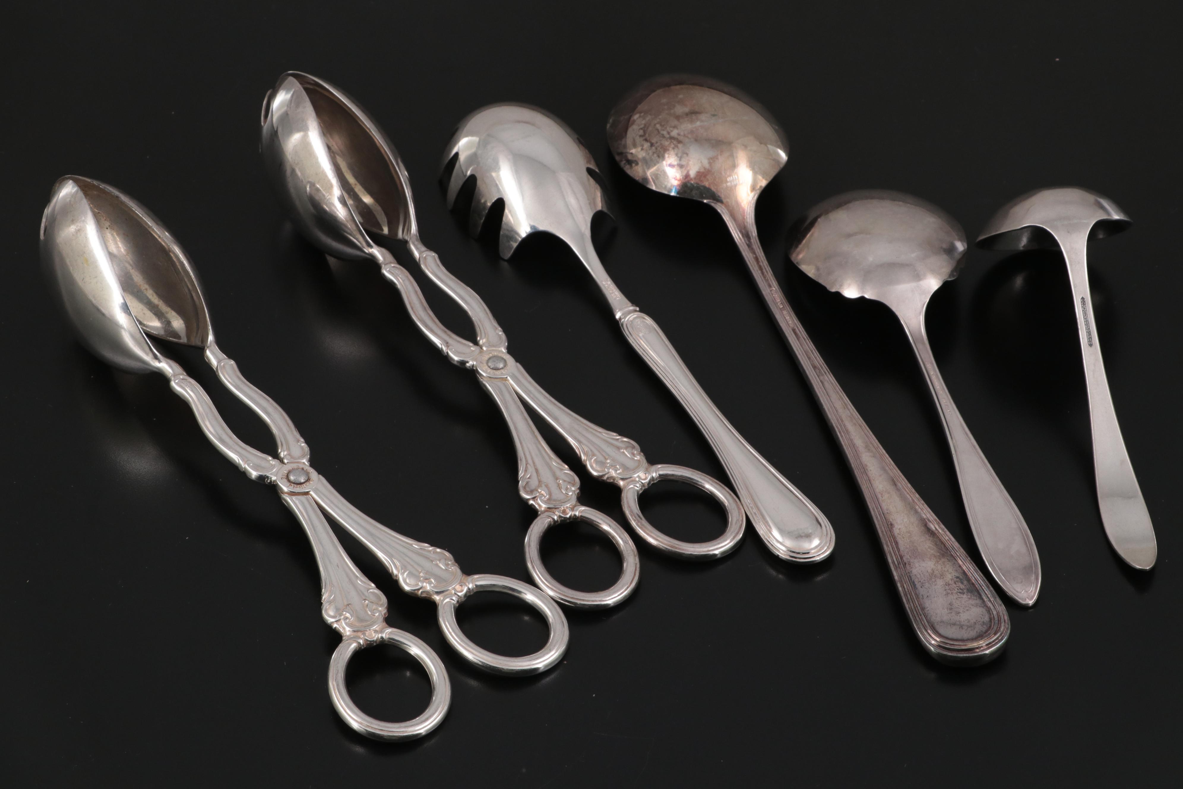 Wm Rogers "Spring Flower" and Other Silver Plate Waiter Trays and Serveware