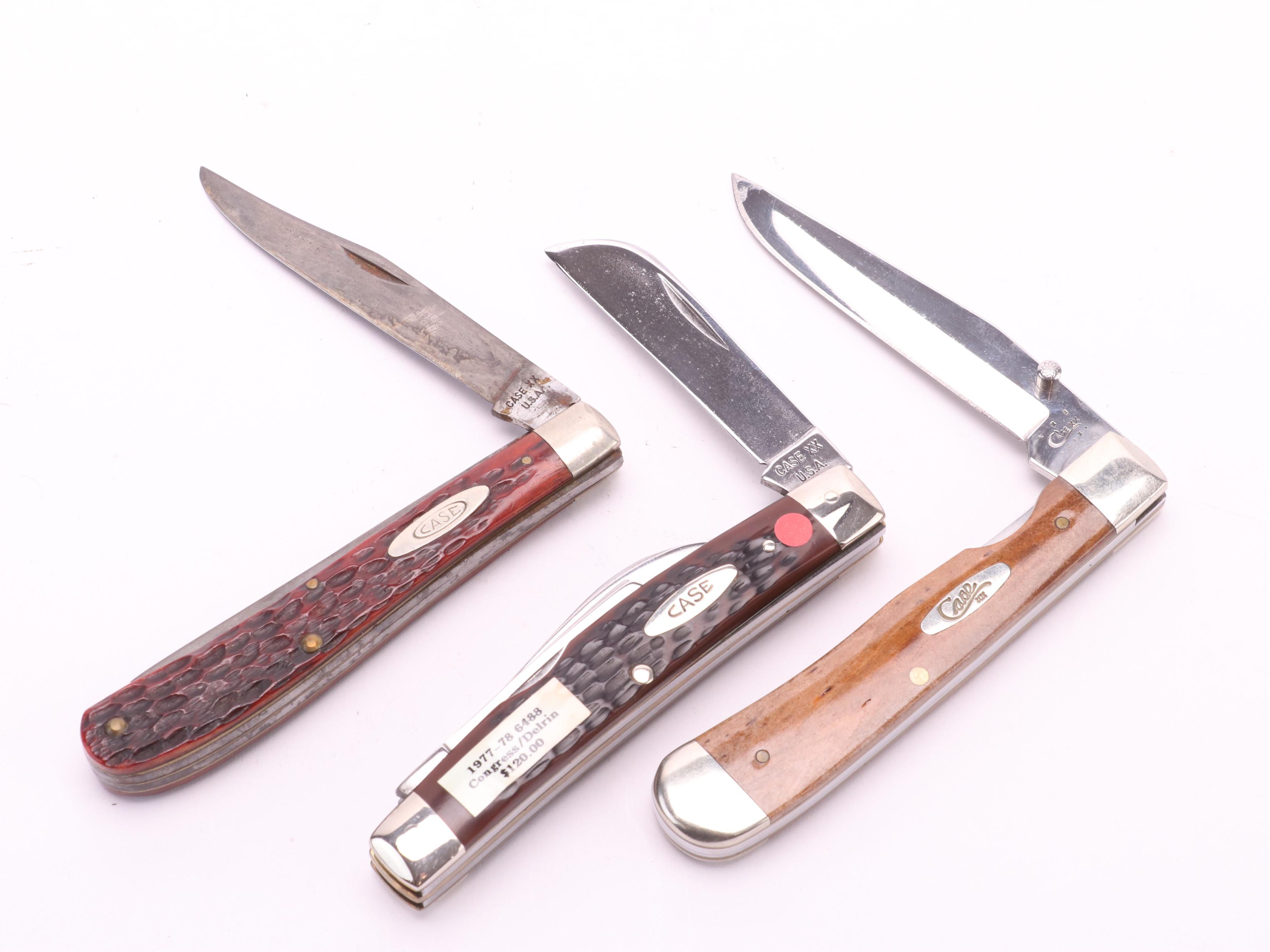 Collection of 14 Case® Folding Knives Including Collector Case