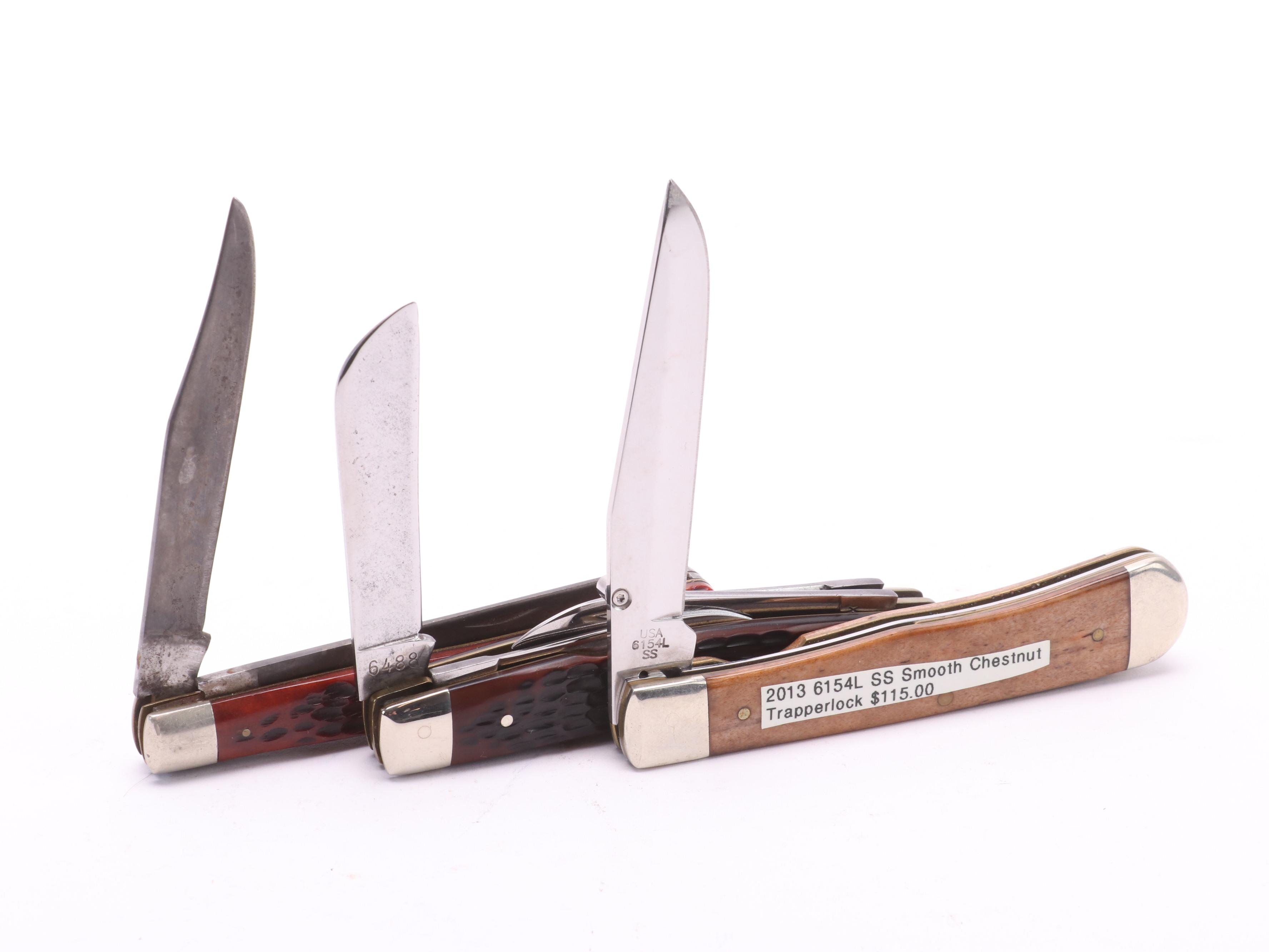 Collection of 14 Case® Folding Knives Including Collector Case