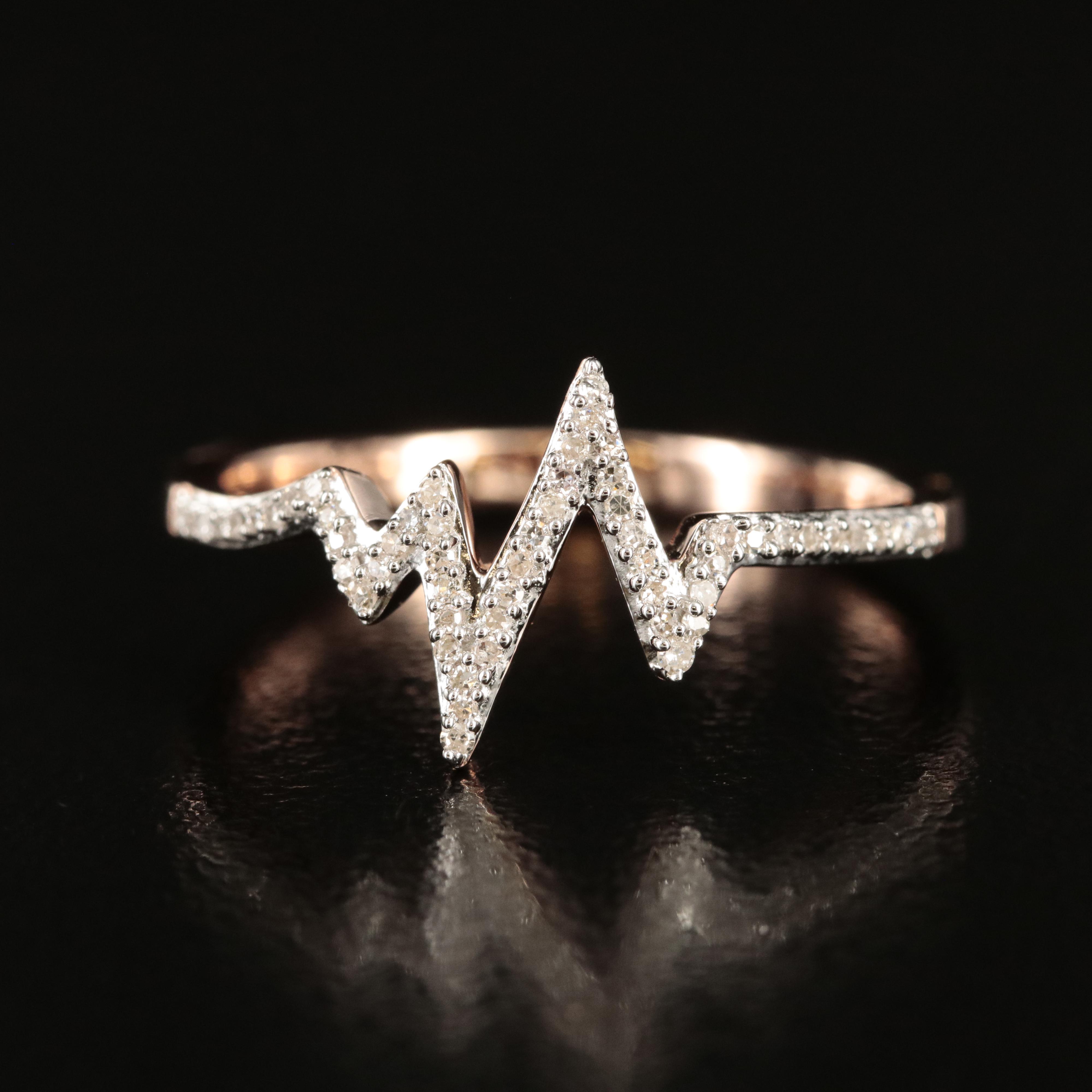 Sterling Diamond Heart Beat Ring
