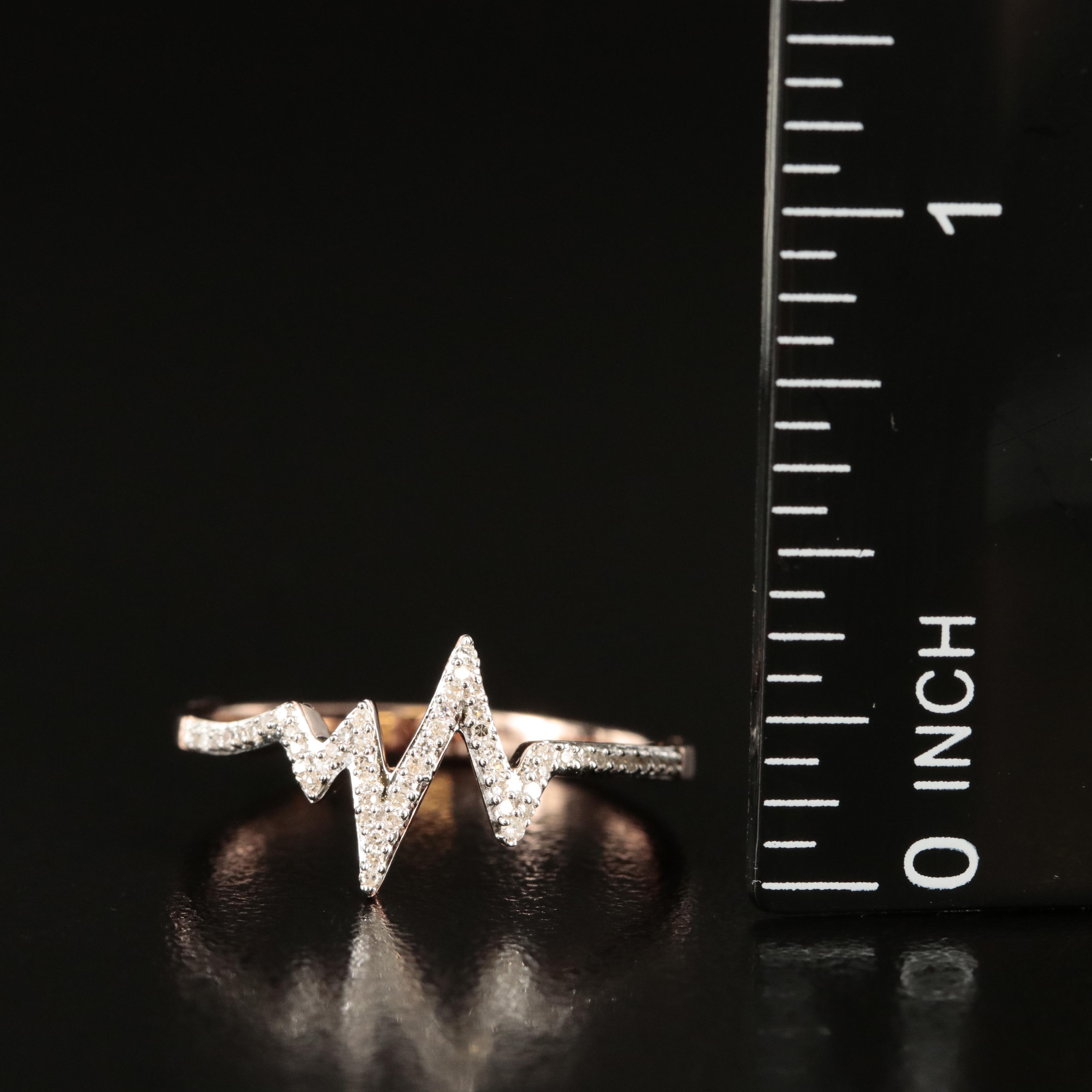 Sterling Diamond Heart Beat Ring