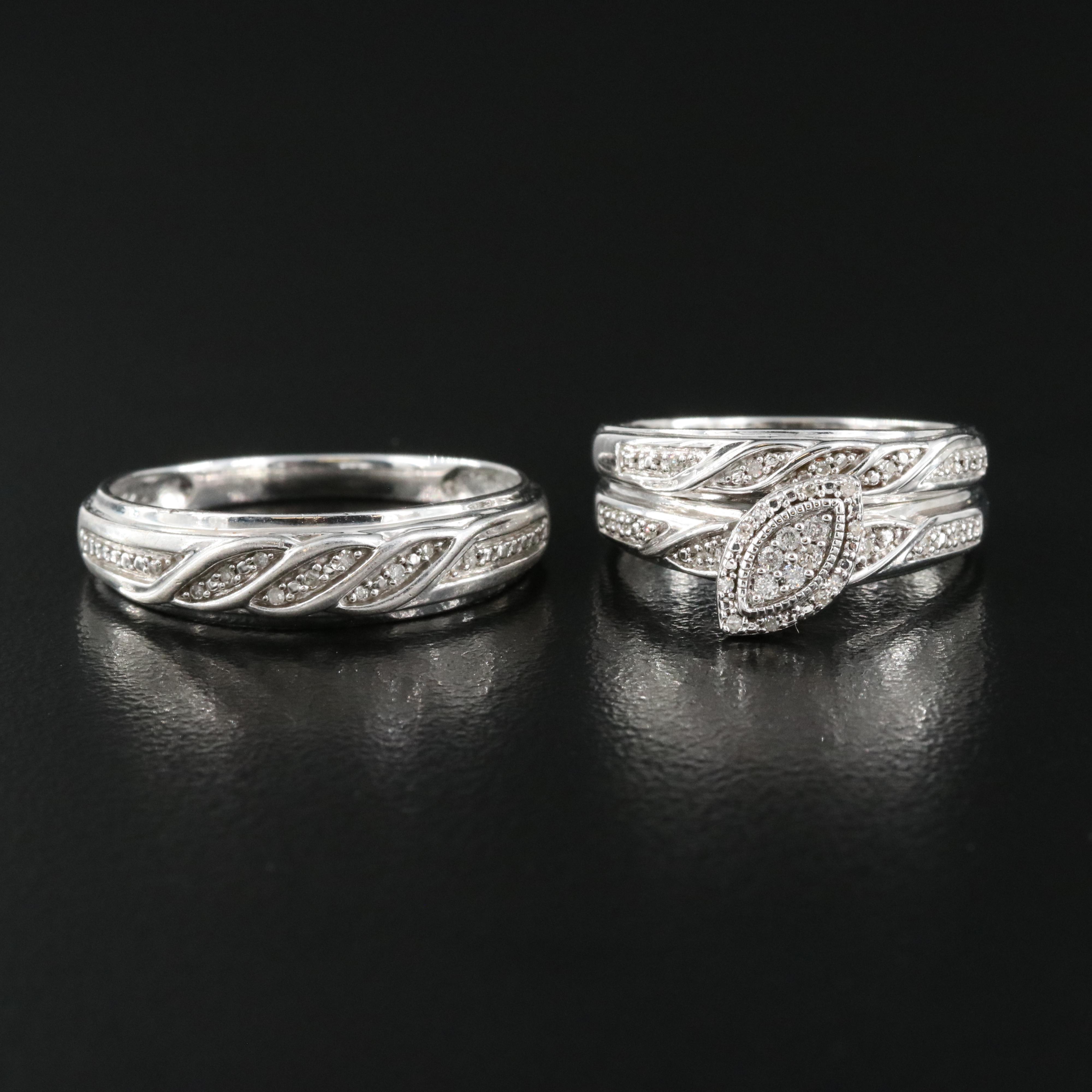 Sterling Diamond Ring Set