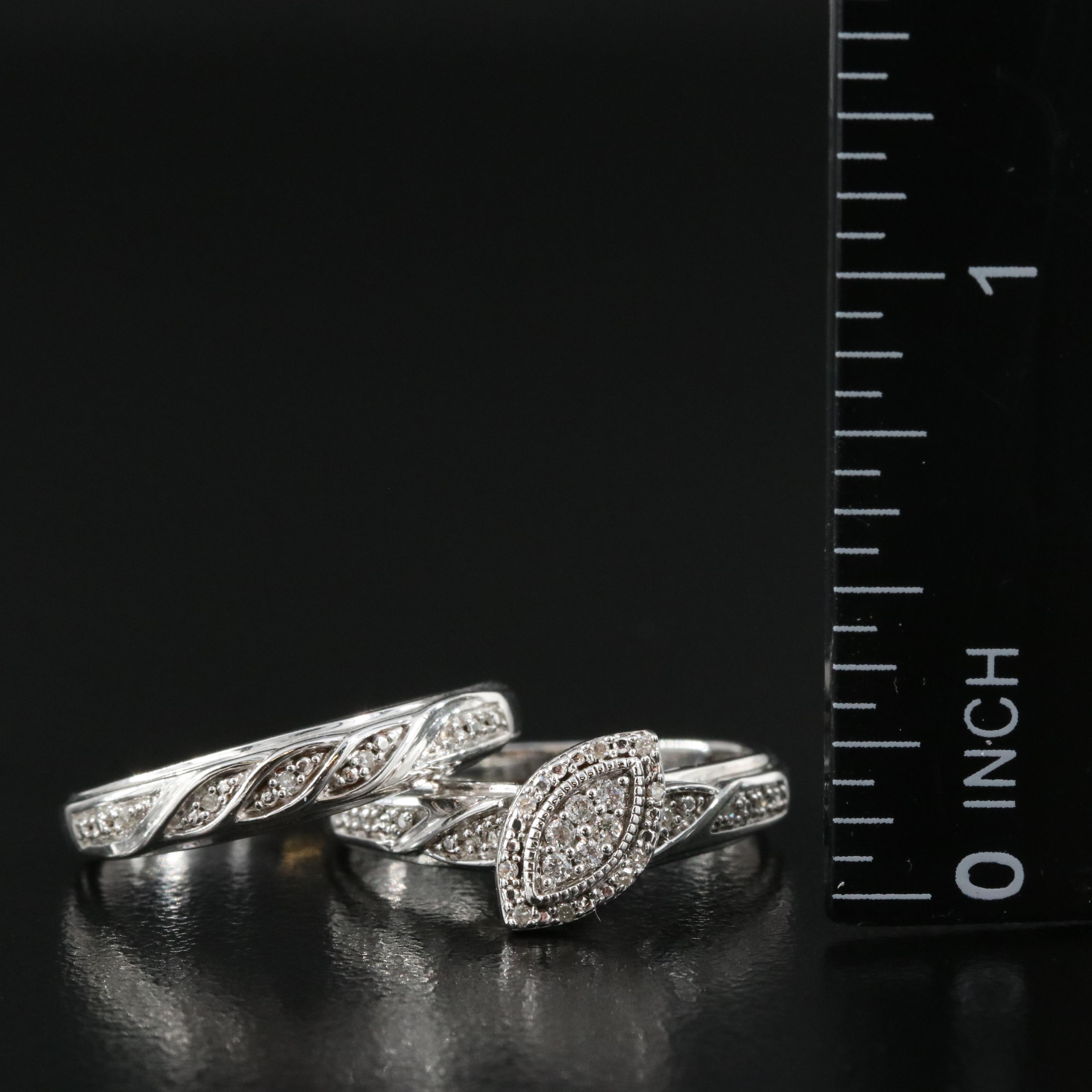 Sterling Diamond Ring Set