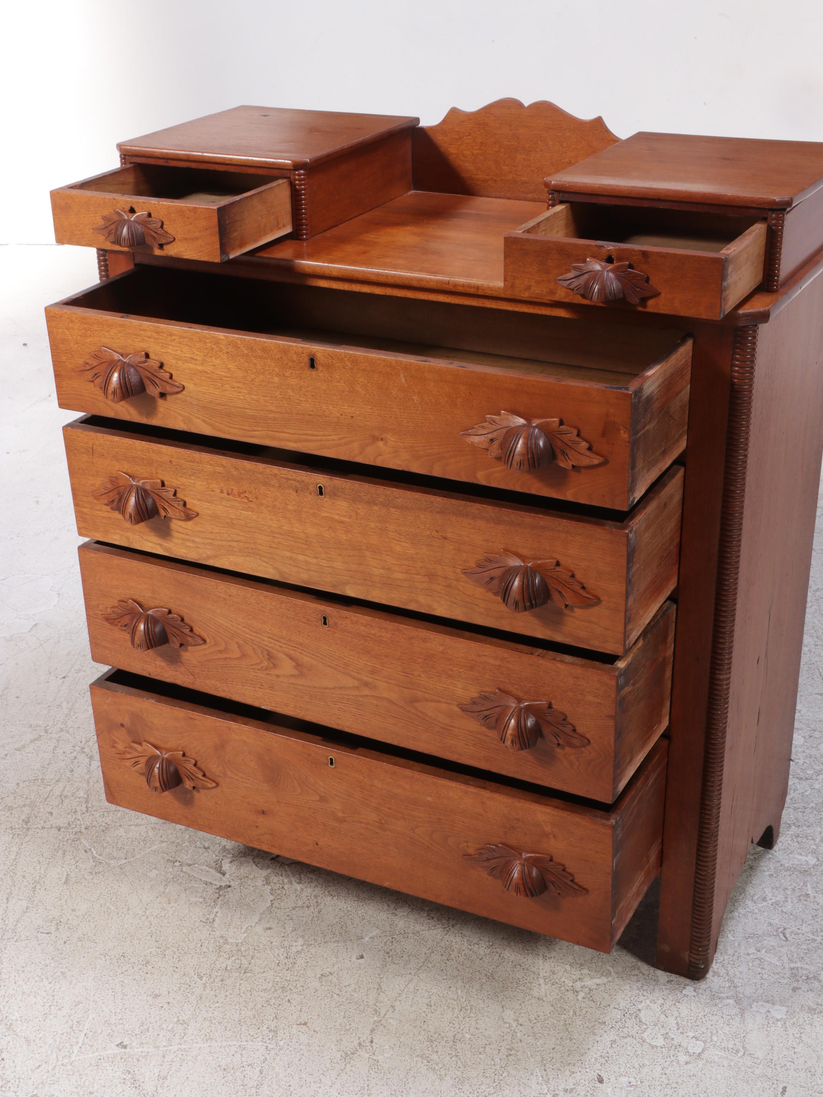 Victorian Walnut Six-Drawer Chest, Late 19th Century