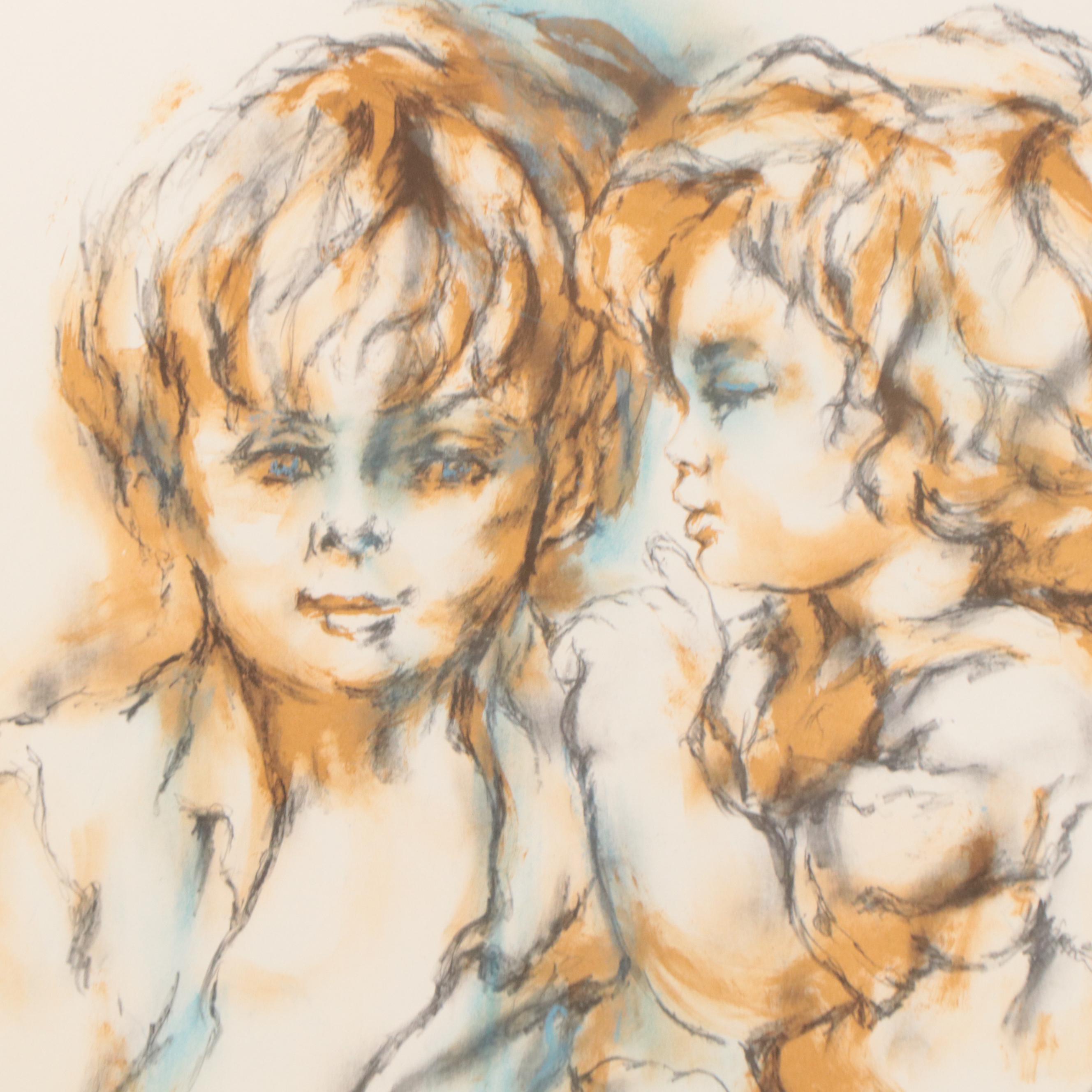 Hyacinthe Kuller Baron Lithograph "The Secret," Circa 1973