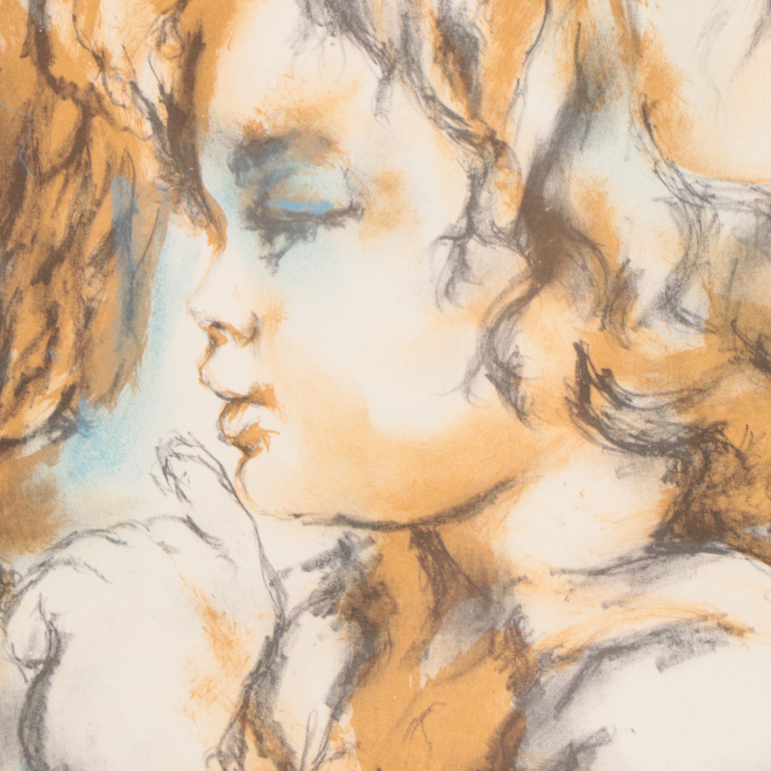 Hyacinthe Kuller Baron Lithograph "The Secret," Circa 1973