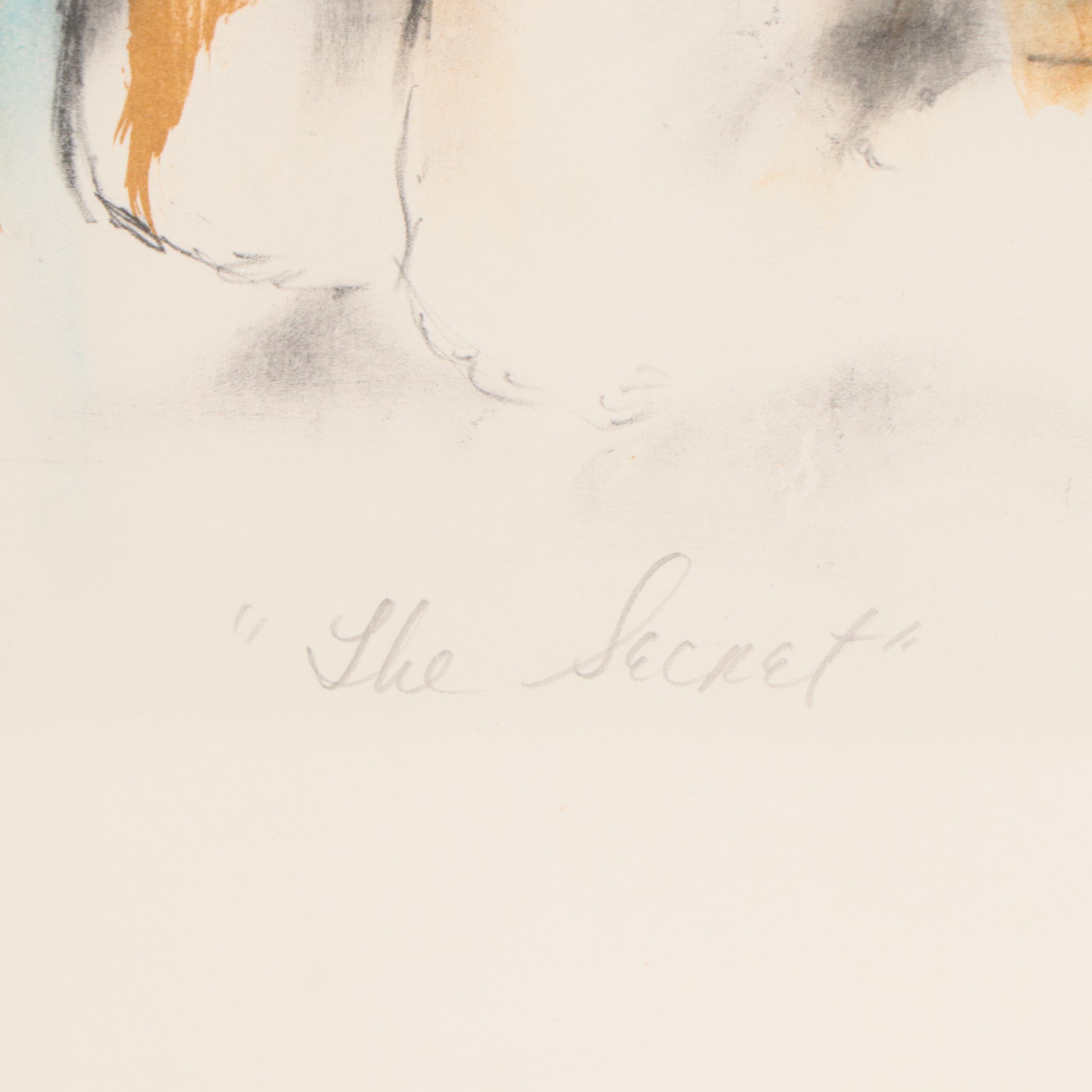 Hyacinthe Kuller Baron Lithograph "The Secret," Circa 1973