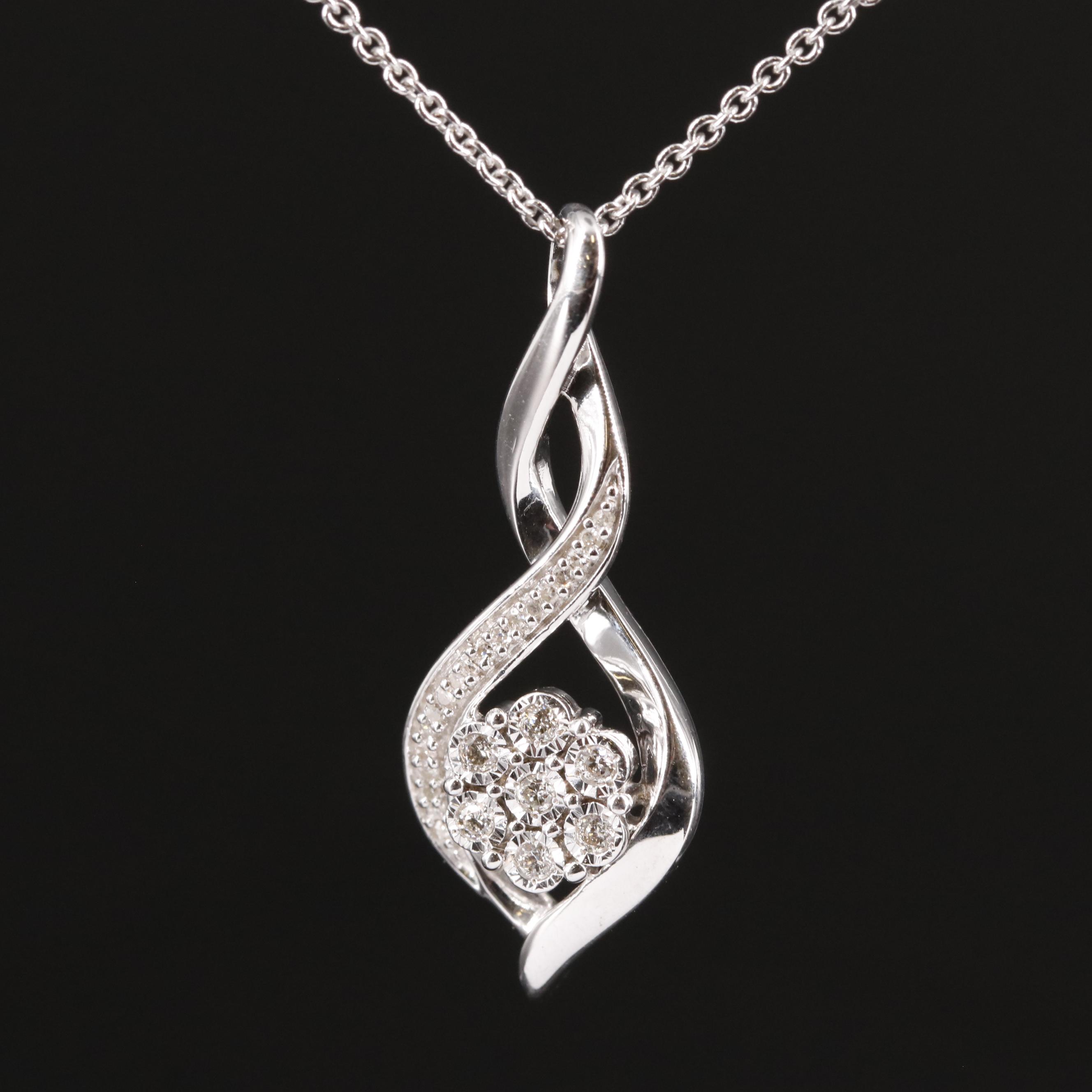 Sterling Diamond Pendant Necklace
