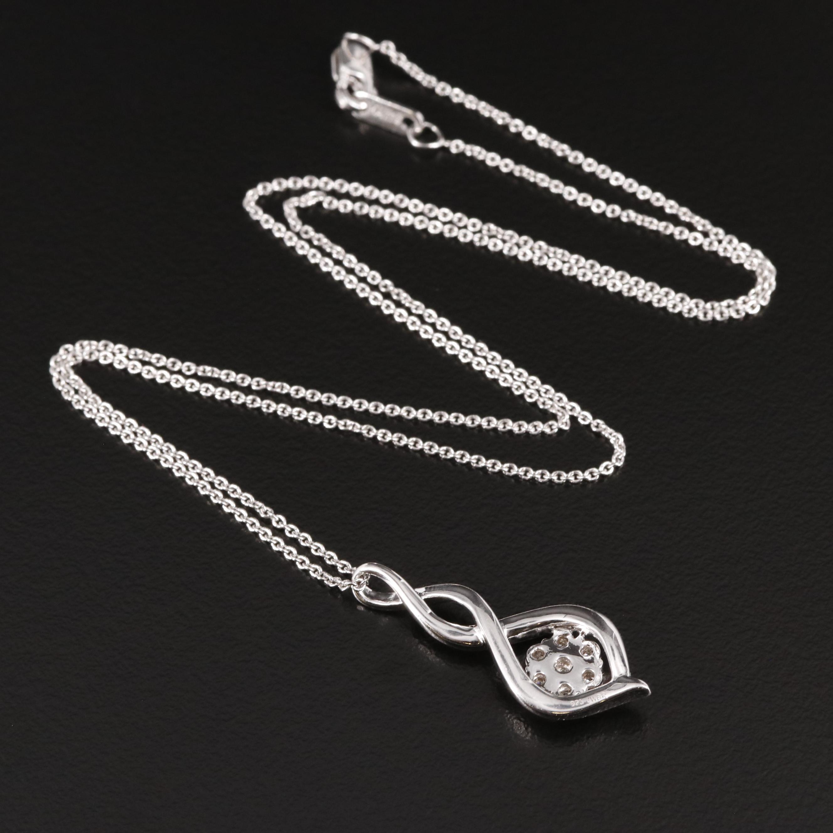 Sterling Diamond Pendant Necklace