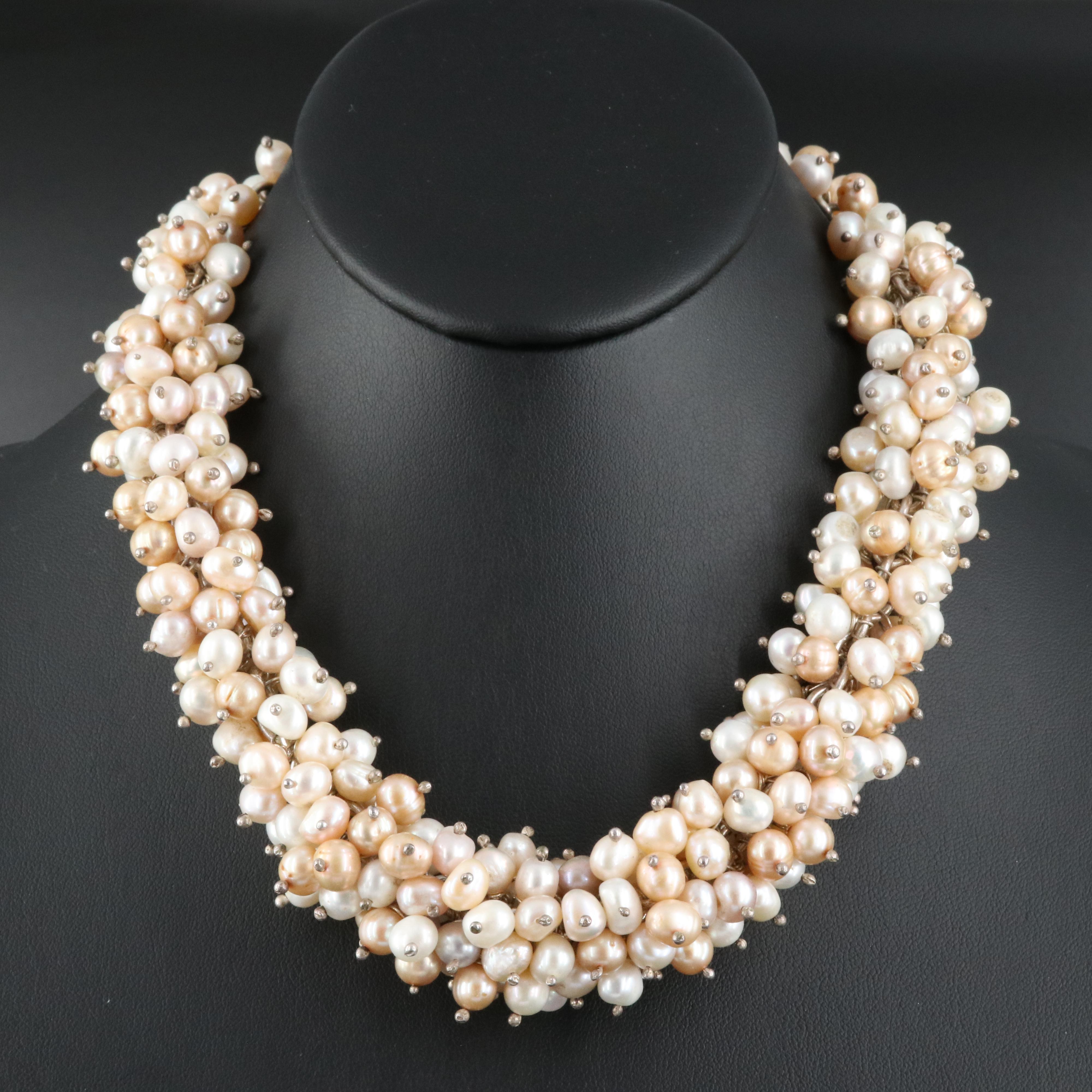 Sterling Pearl Fringe Necklace